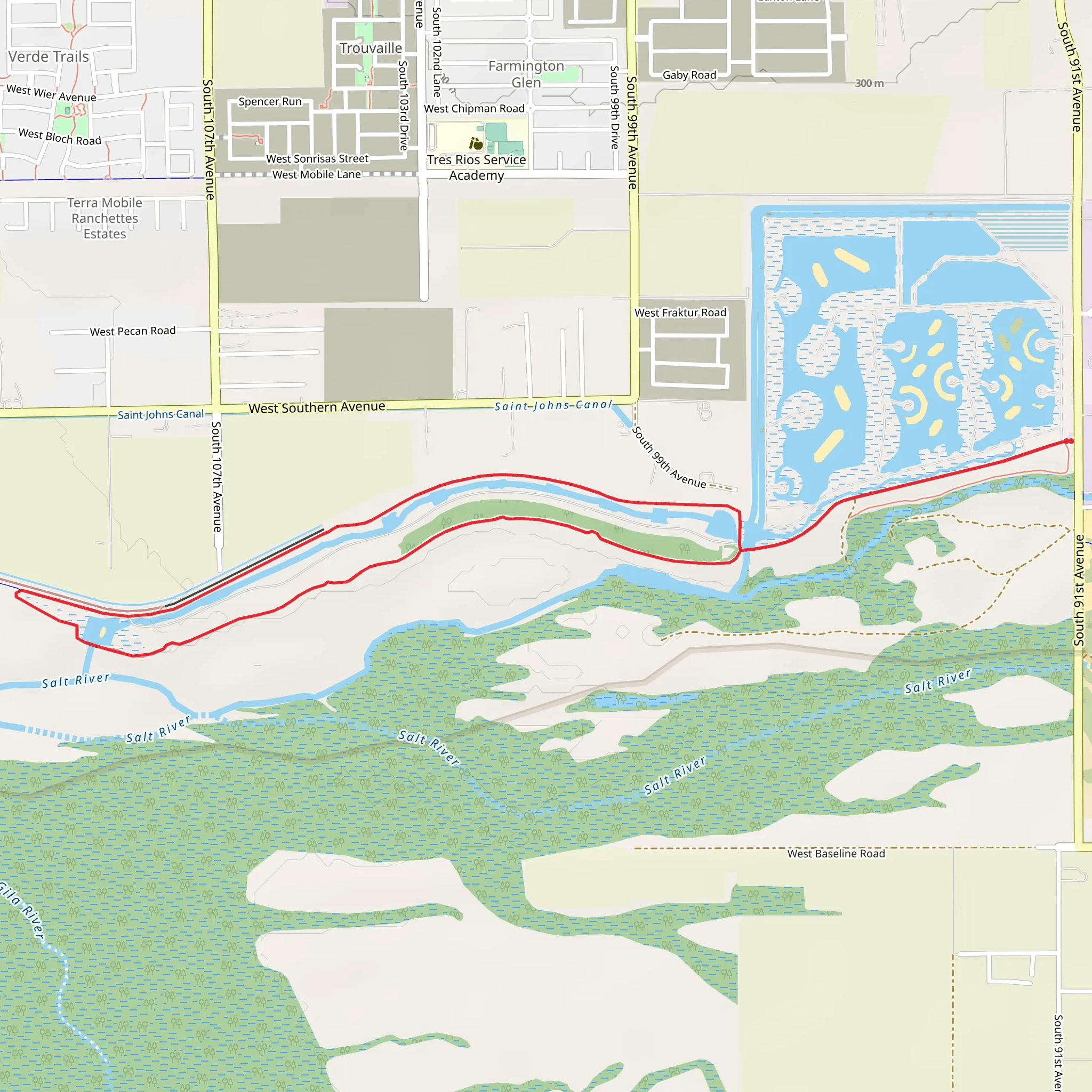 Maricopa Loop Trail from South 91st Aven mobile static map
