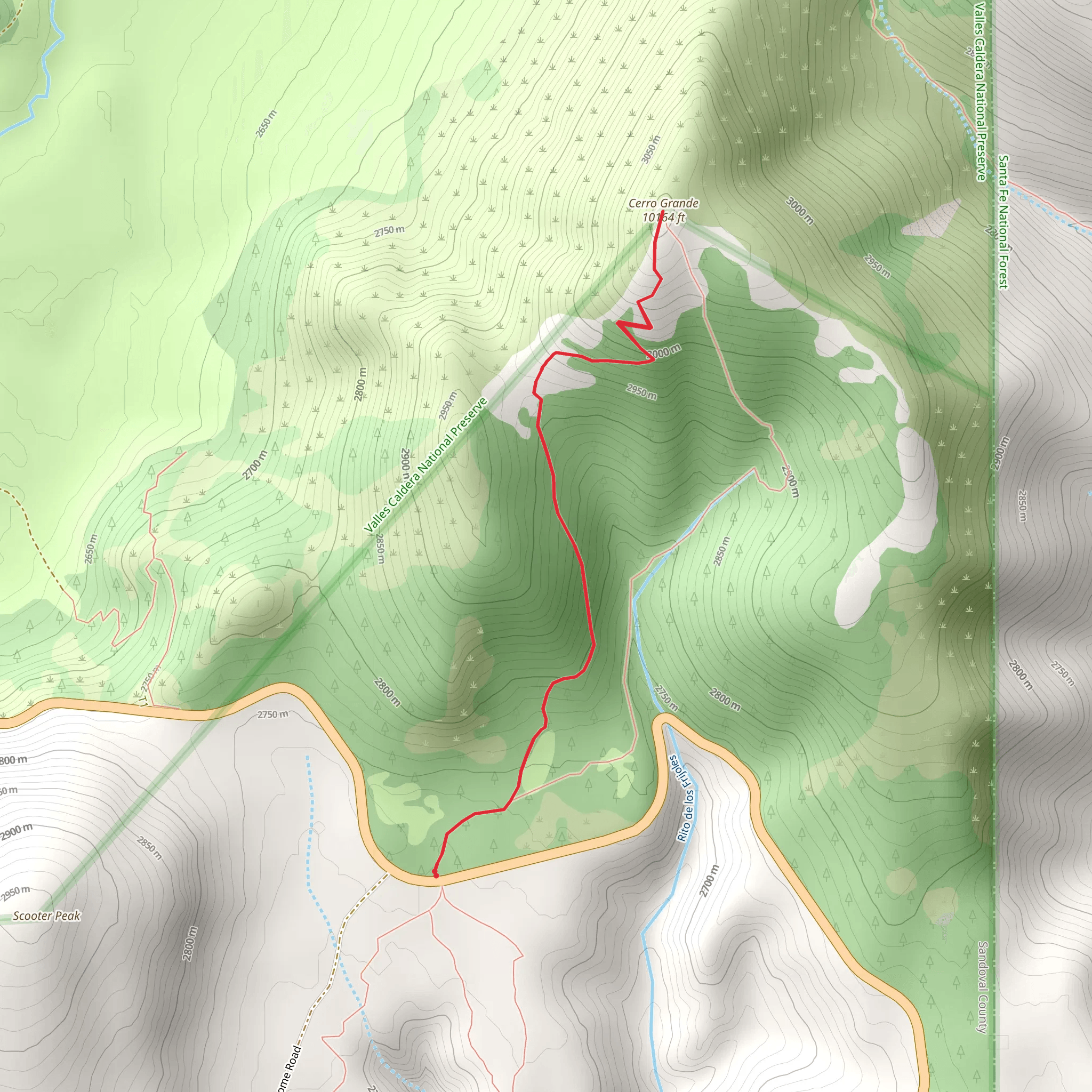 Cerro Grande Route mobile static map