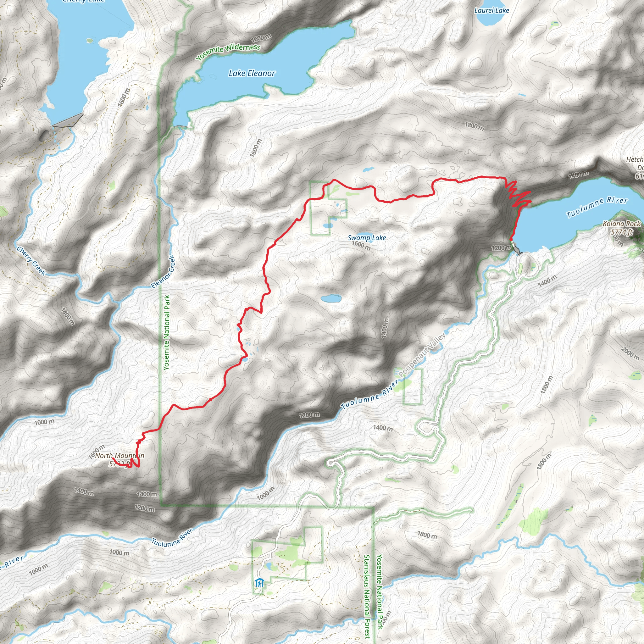North Mountain via Tuolumne River Trail mobile static map