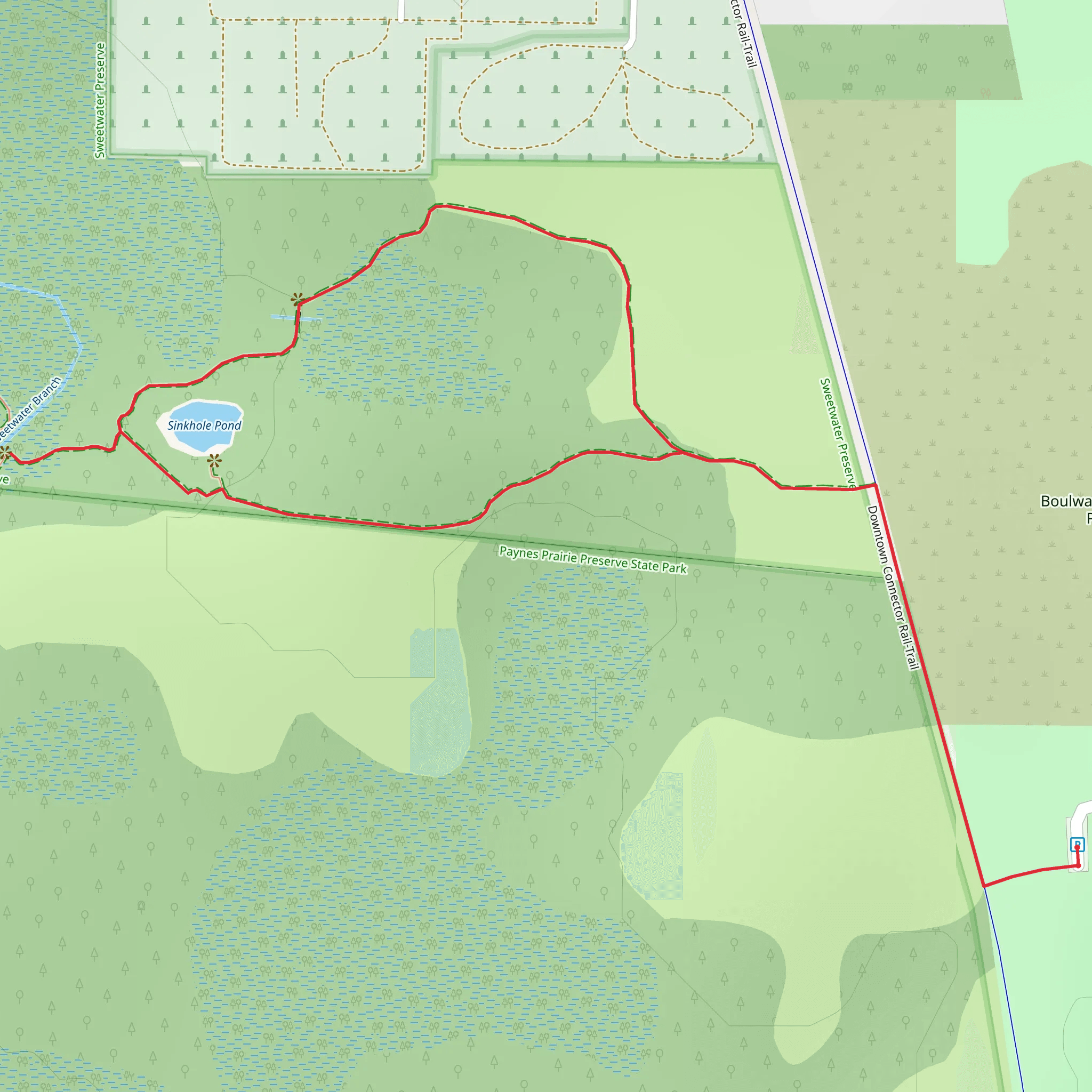 Sinkhole Pond via East Trail mobile static map