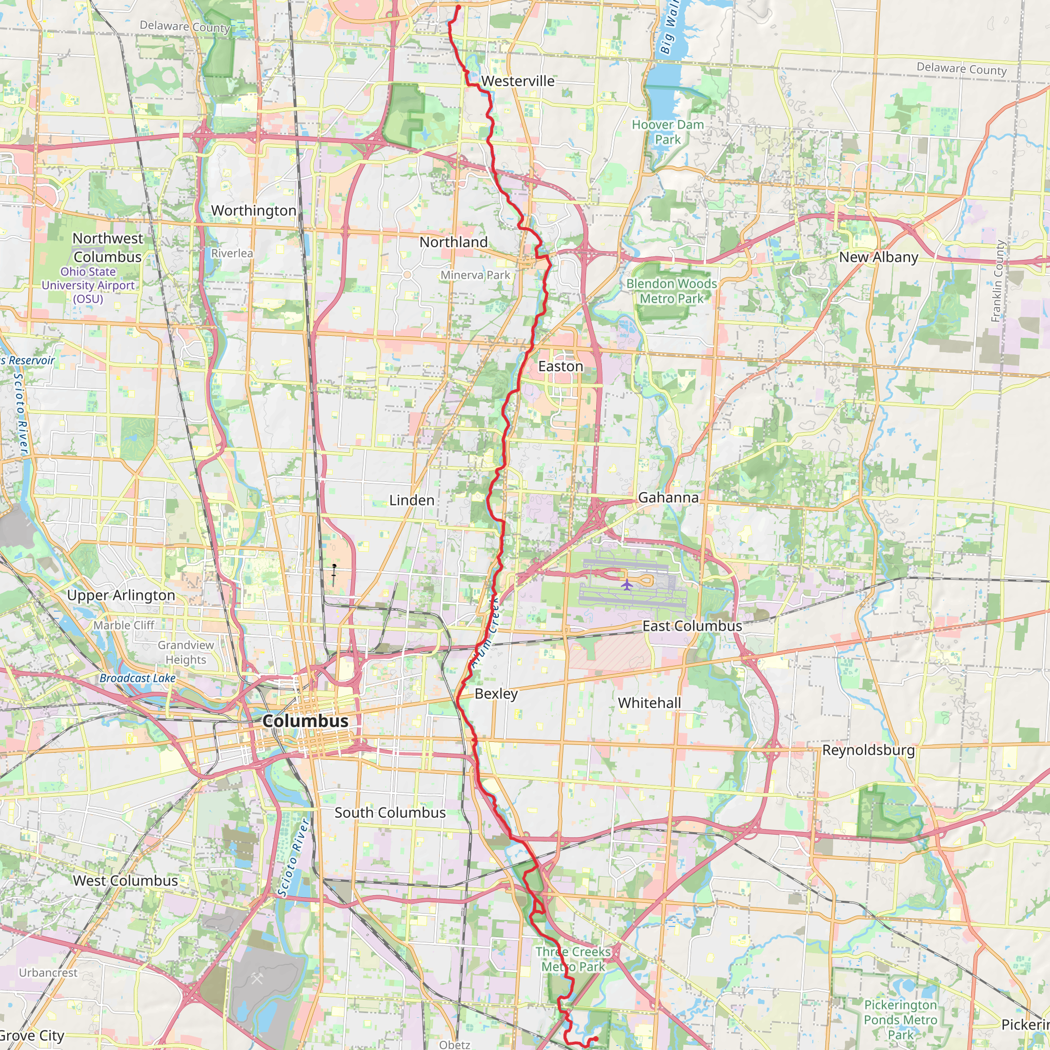 Alum Creek Greenway Trail mobile static map