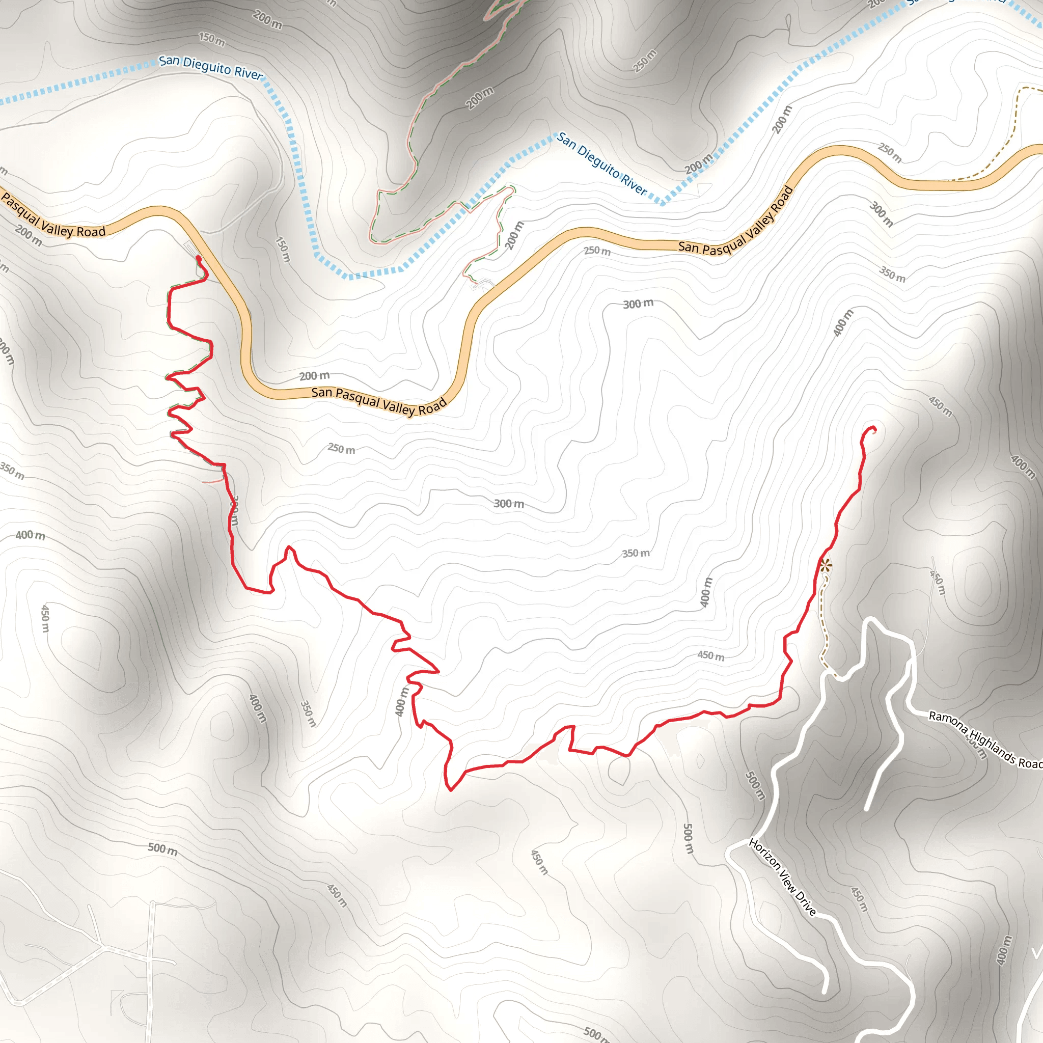 South Clevenger Canyon Trail mobile static map