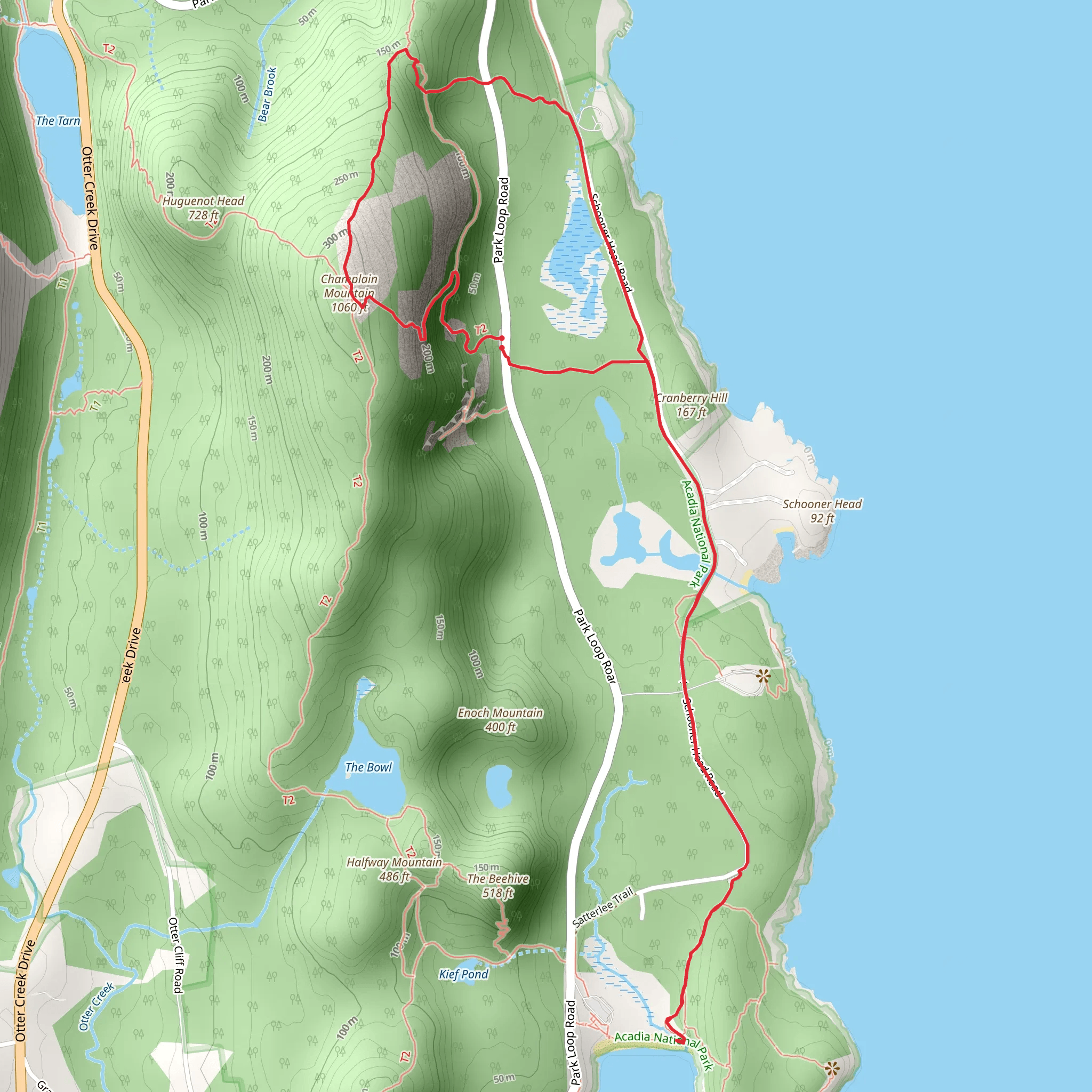 Champlain Mountain and Cranberry Hill Loop mobile static map