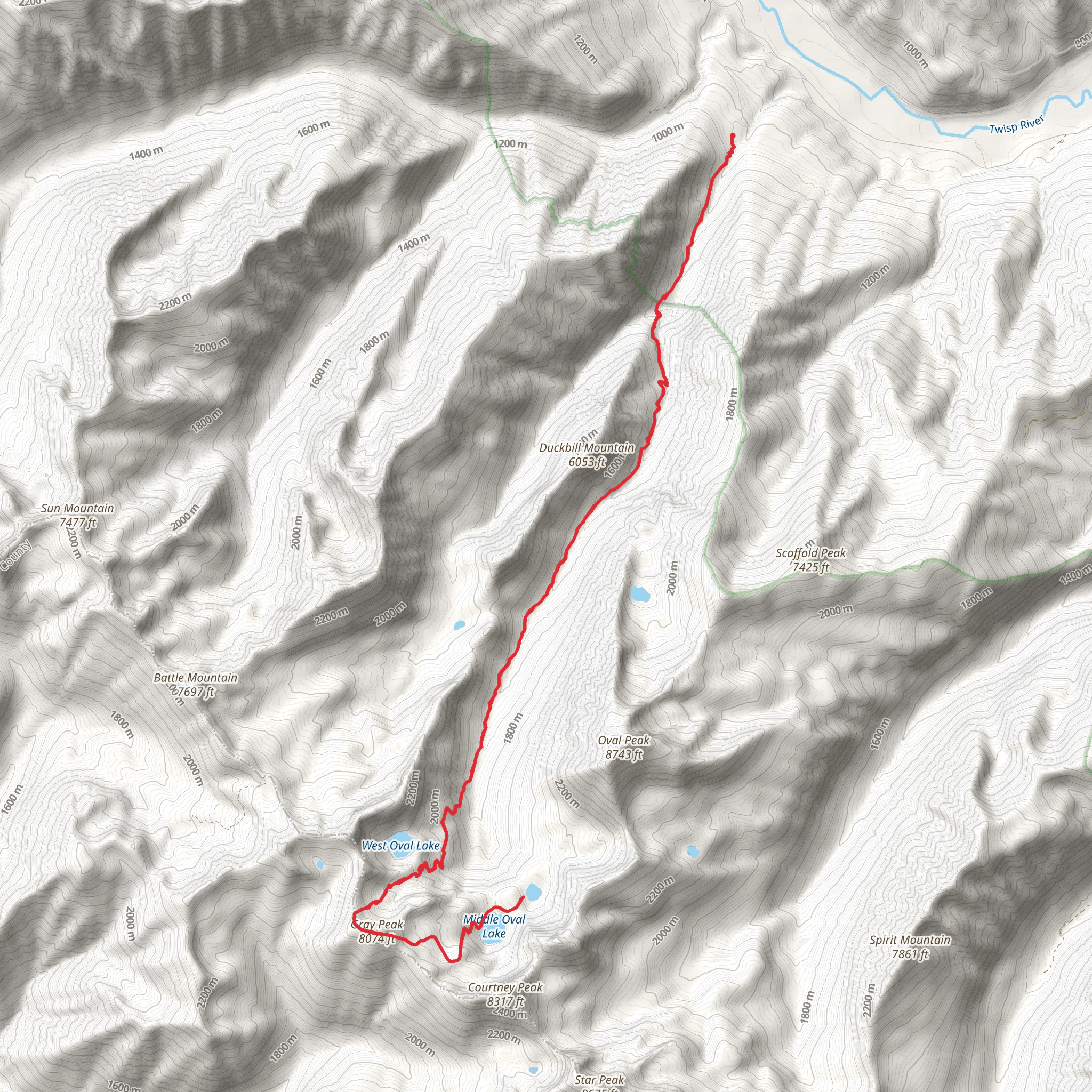 Oval Lakes via Eagle Creek Trail mobile static map
