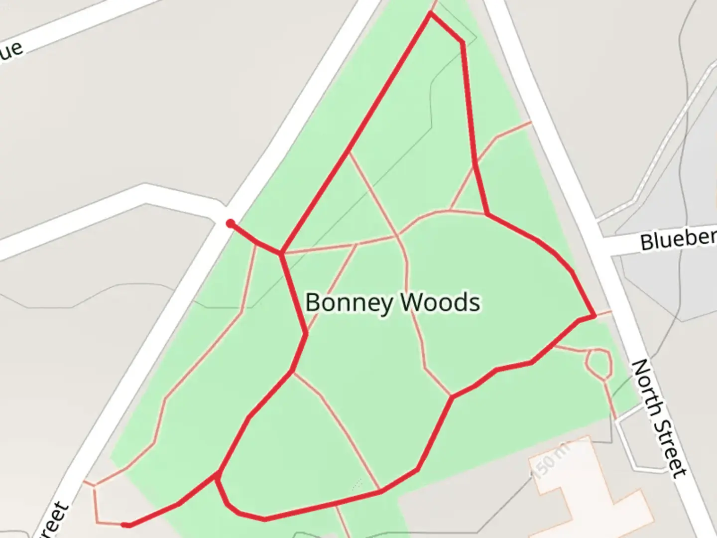 An image depicting the trail Bonney Woods Loop Trail and its surrounding area.