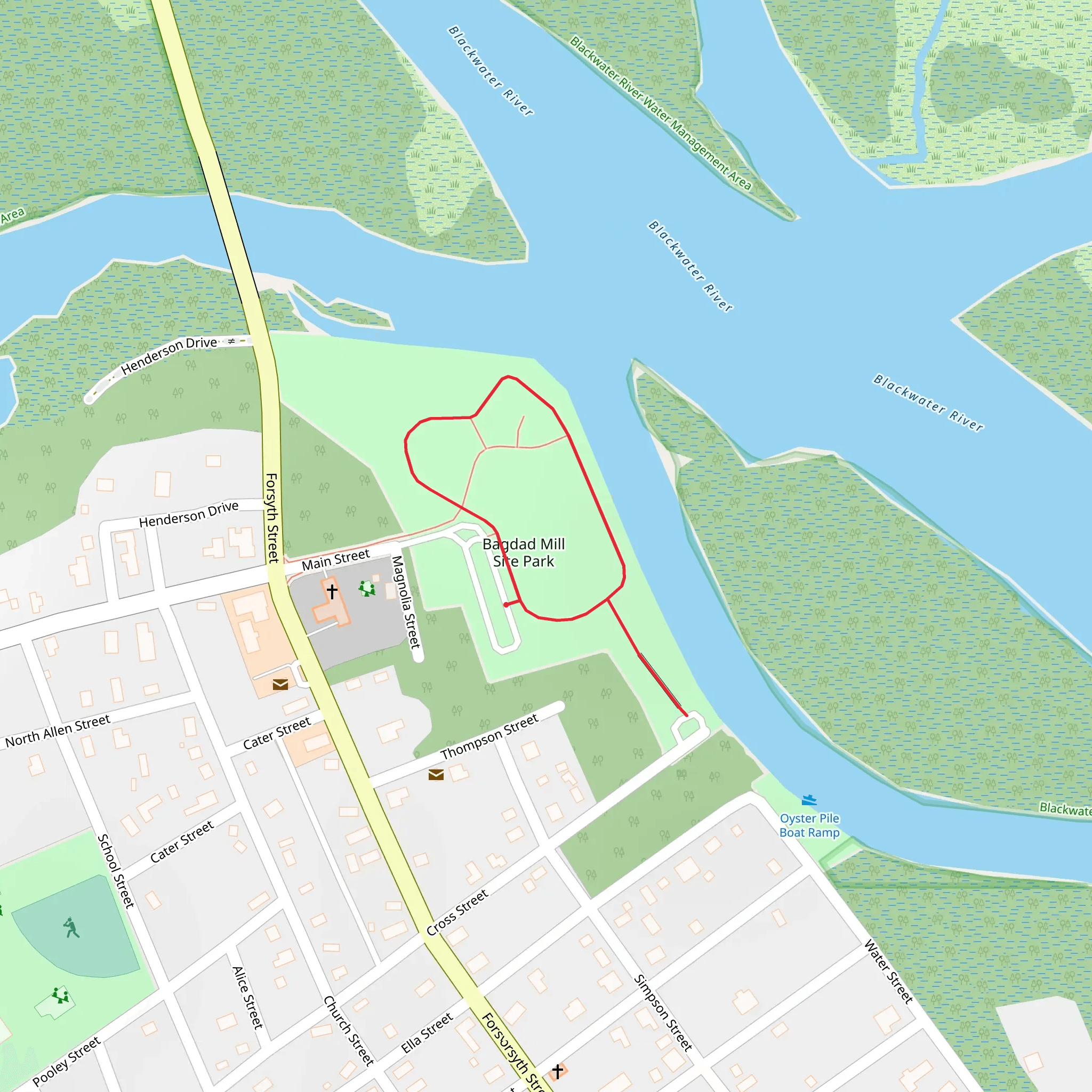 Bagdad Mill Site Park Loop mobile static map