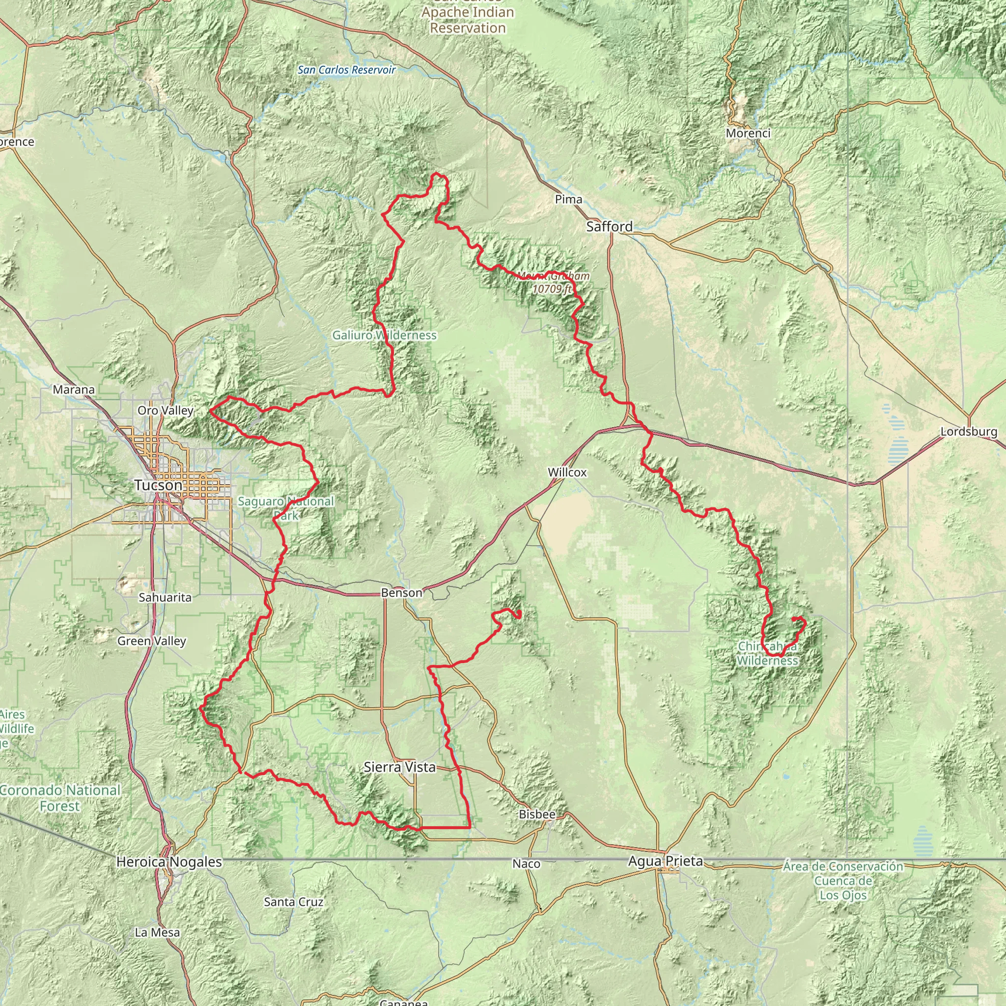 Sky Islands Traverse mobile static map