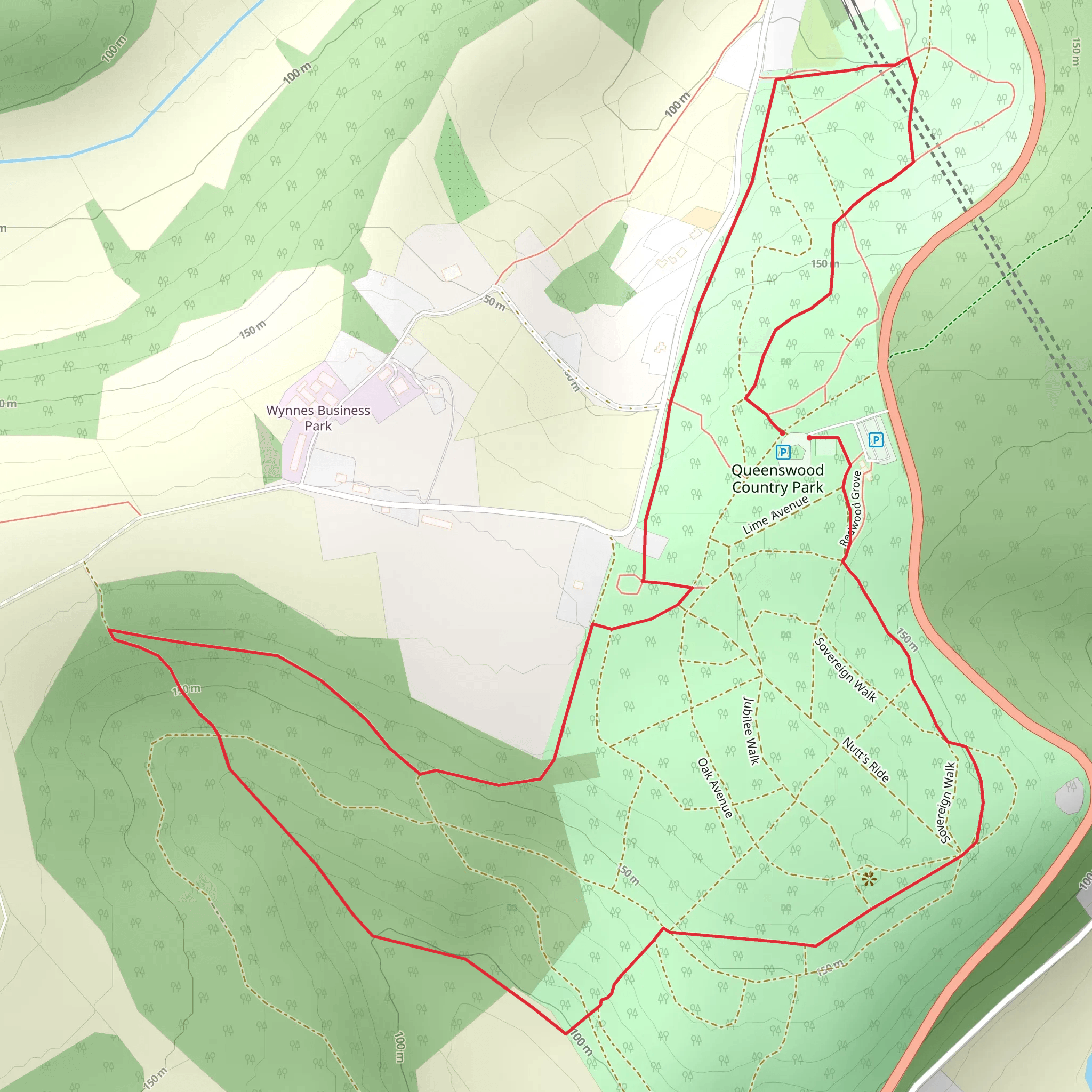 Queenswood Country Park Loop mobile static map