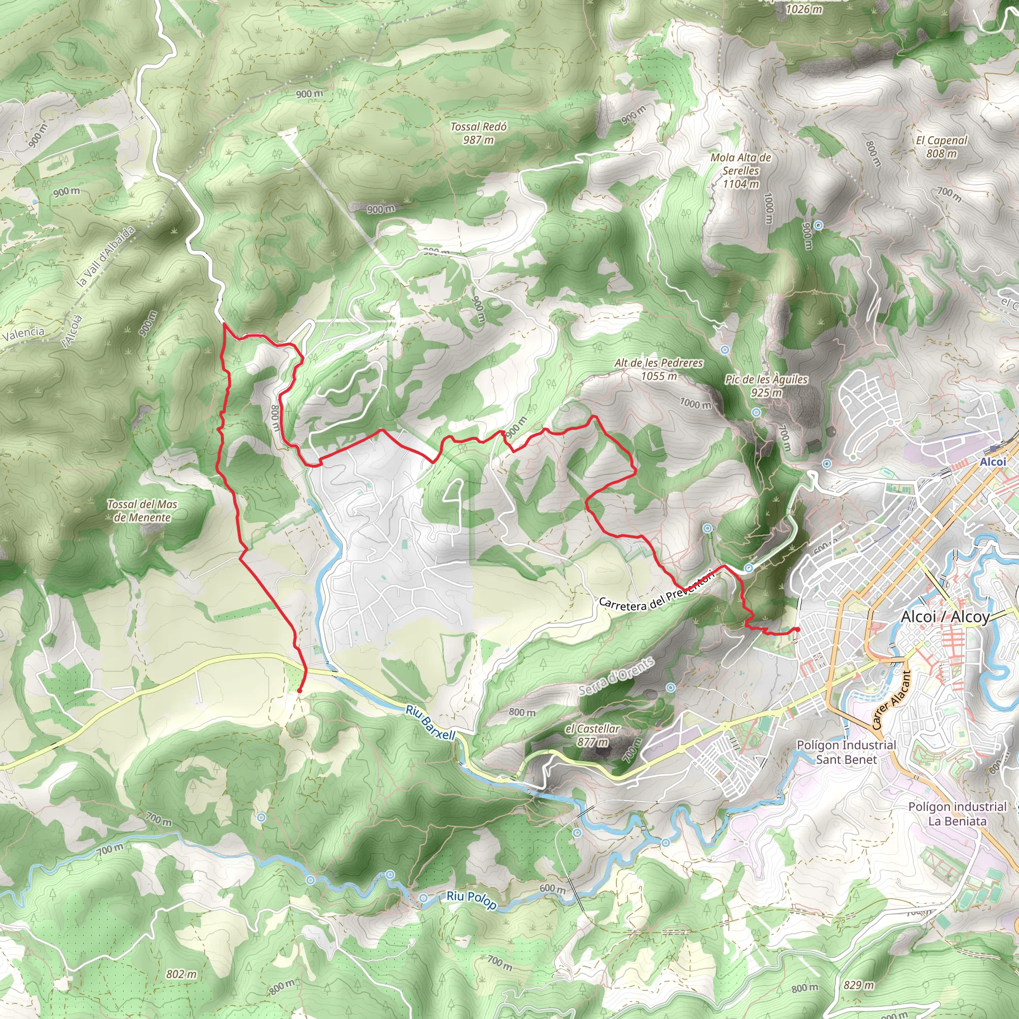 Font de Moya - Alcoy - Hermitage of Barxell PR CV 133 mobile static map