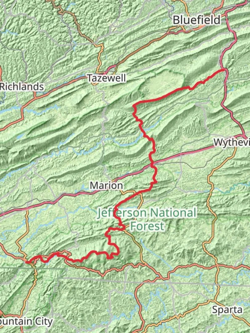 An image depicting the trail Appalachian Trail Section Hike - Bland to Damascus and its surrounding area.