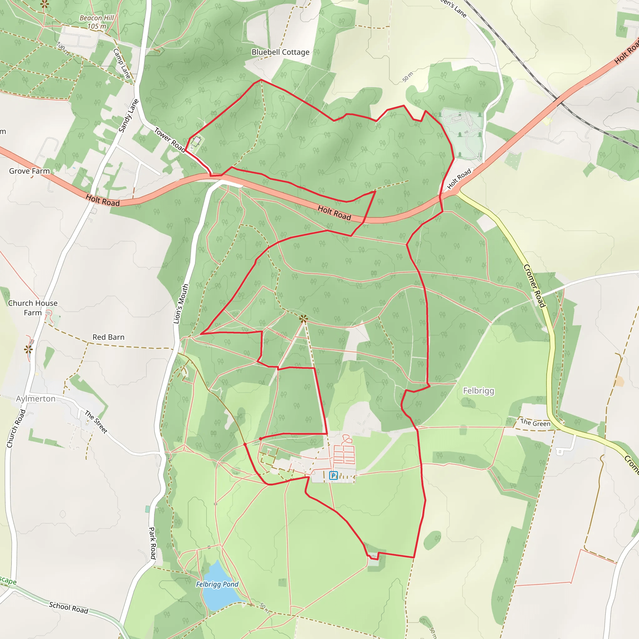 Felbrigg Hall Park Loop mobile static map