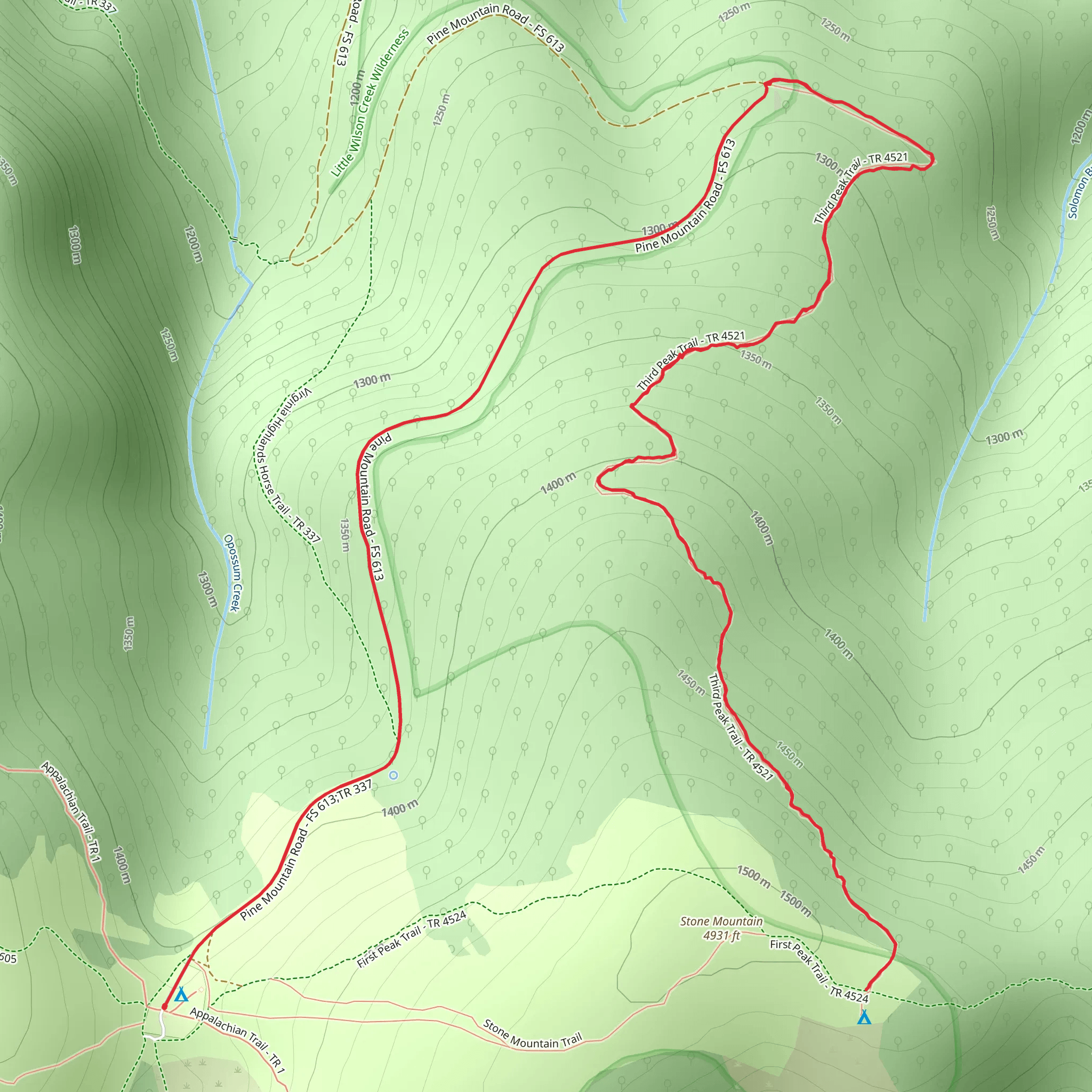 Third Peak Trail mobile static map