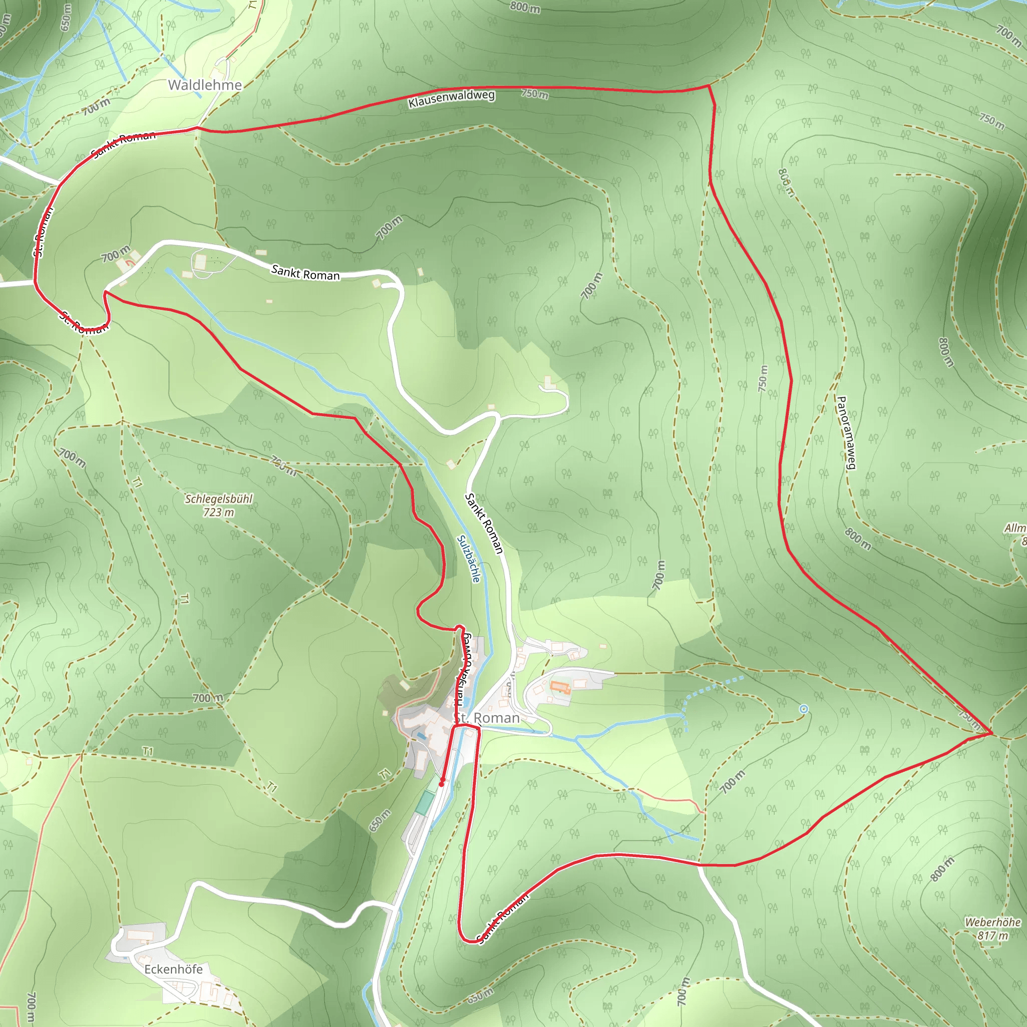 St Roman, Wallemehof and Teufelstein Loop mobile static map