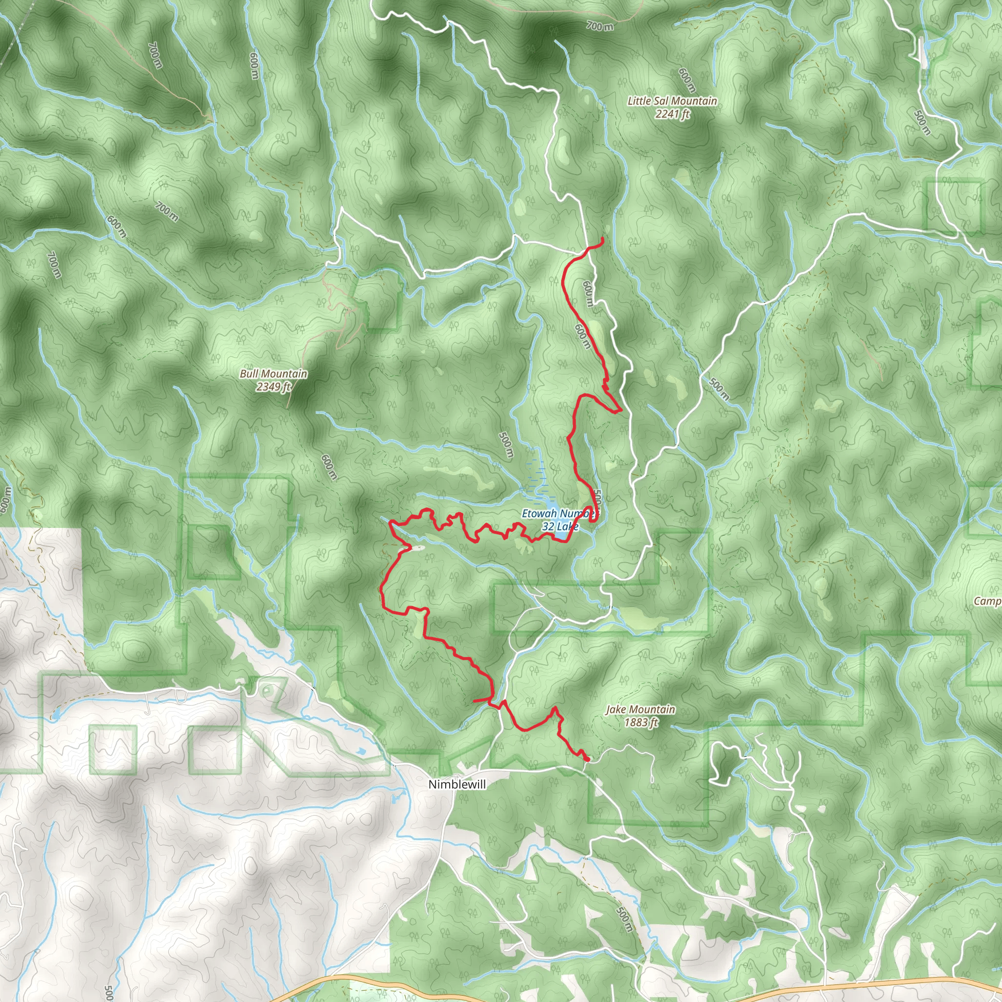 Bull Mountain and Jones Creek Dam Trail mobile static map
