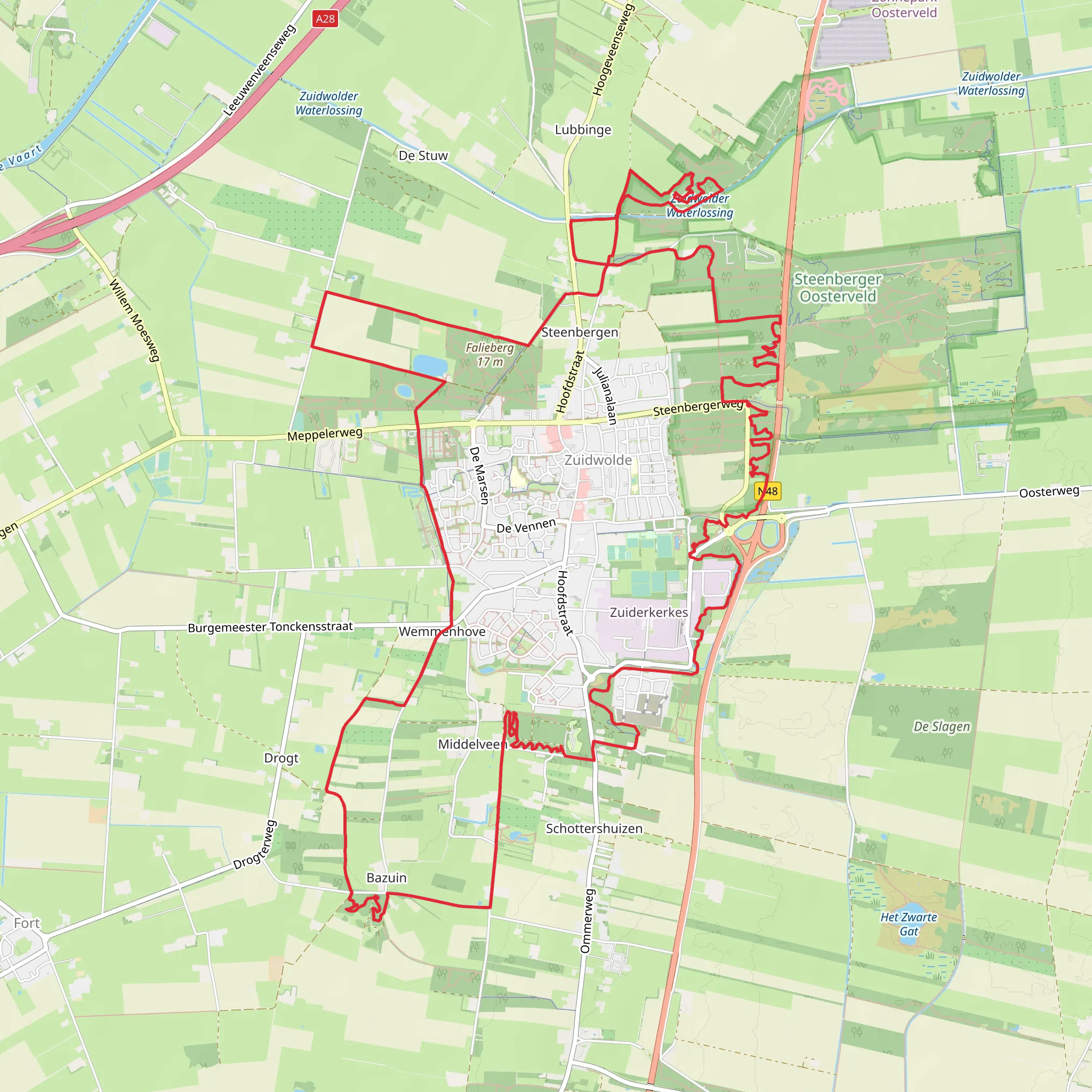 De Bosrand, Drogterhoeve, Falieberg and Klein Zwitserland Loop mobile static map