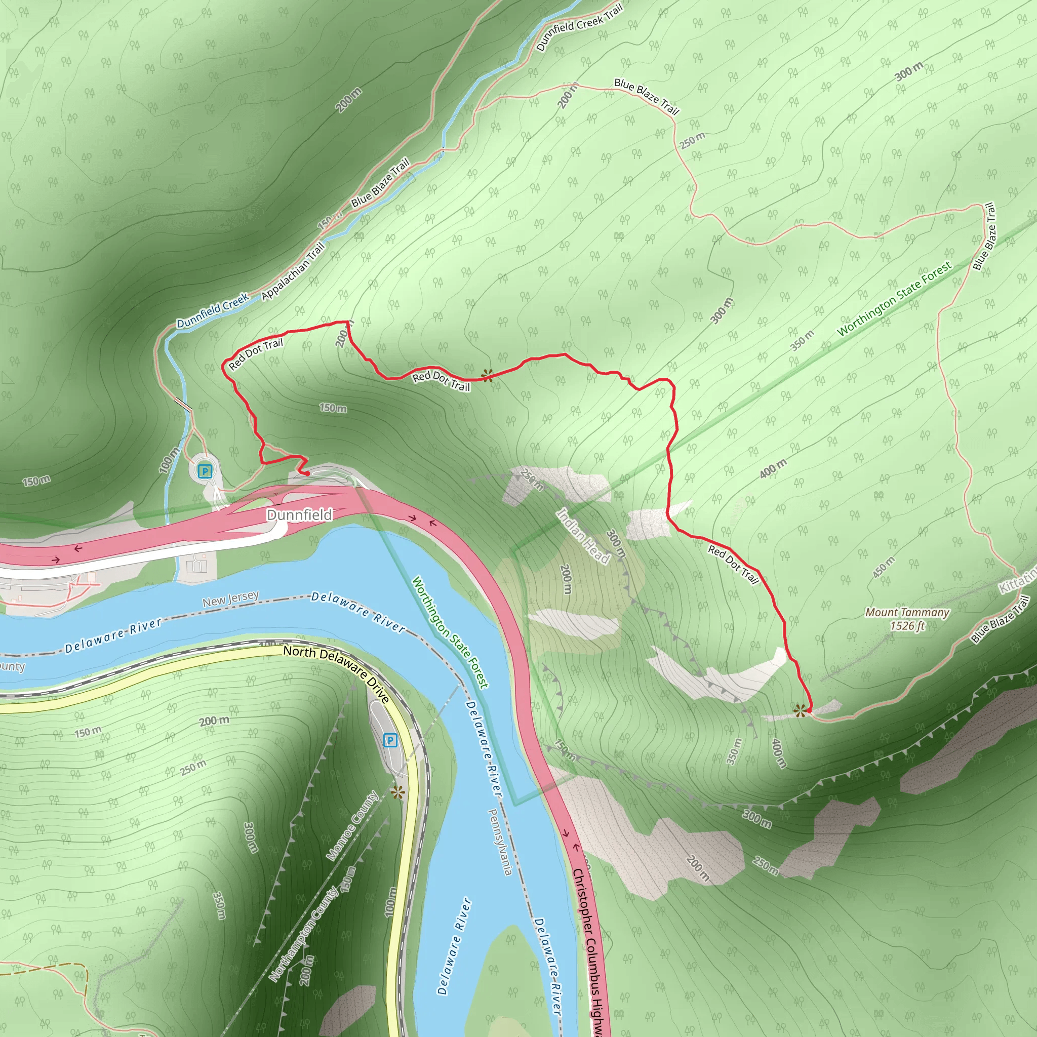 Red Dot Trail mobile static map