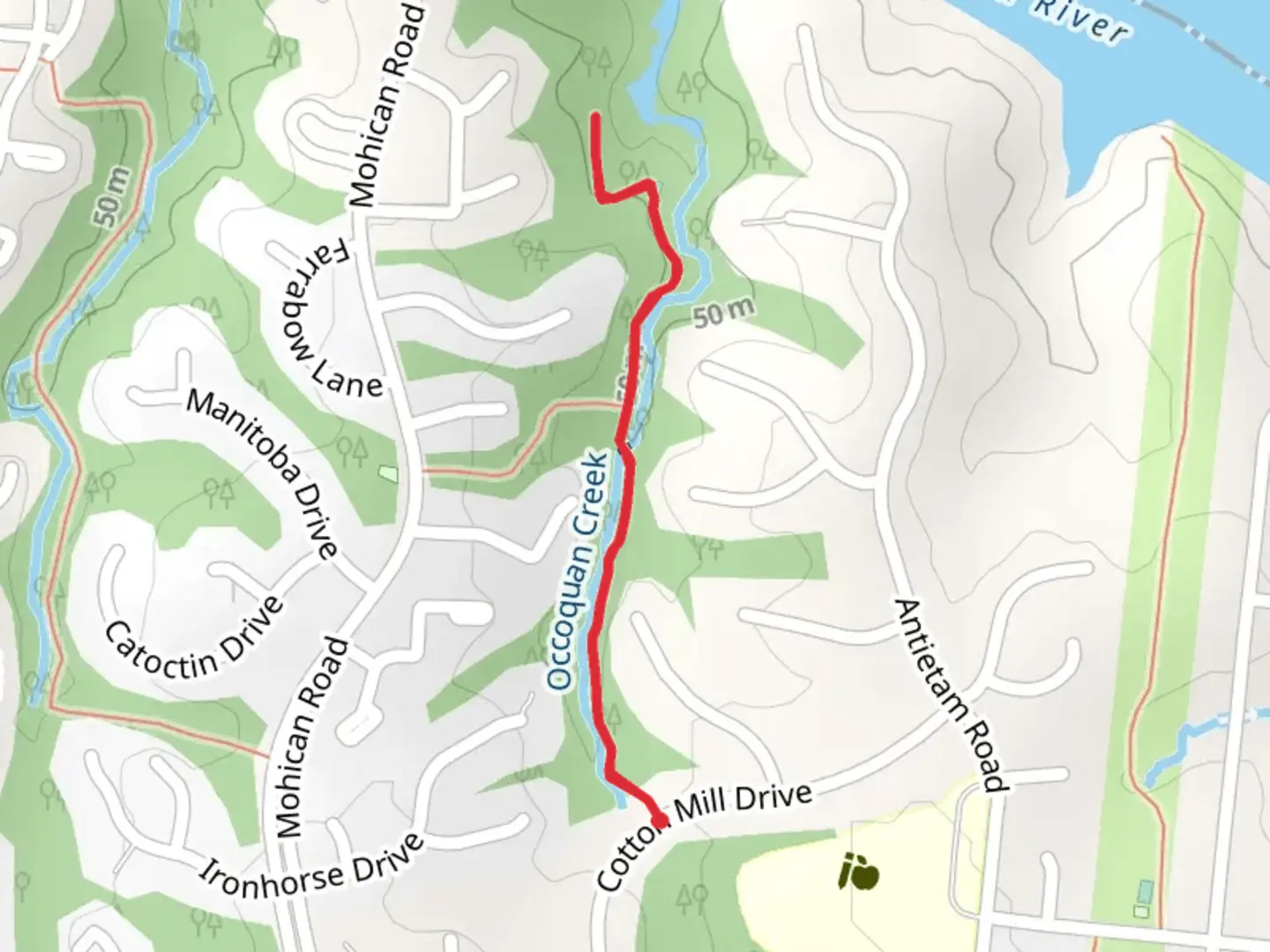 An image depicting the trail East End Trail and its surrounding area.