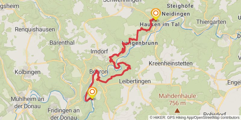 Schwäbische Alb Südrand - Weg HW 2 stage 14 Map