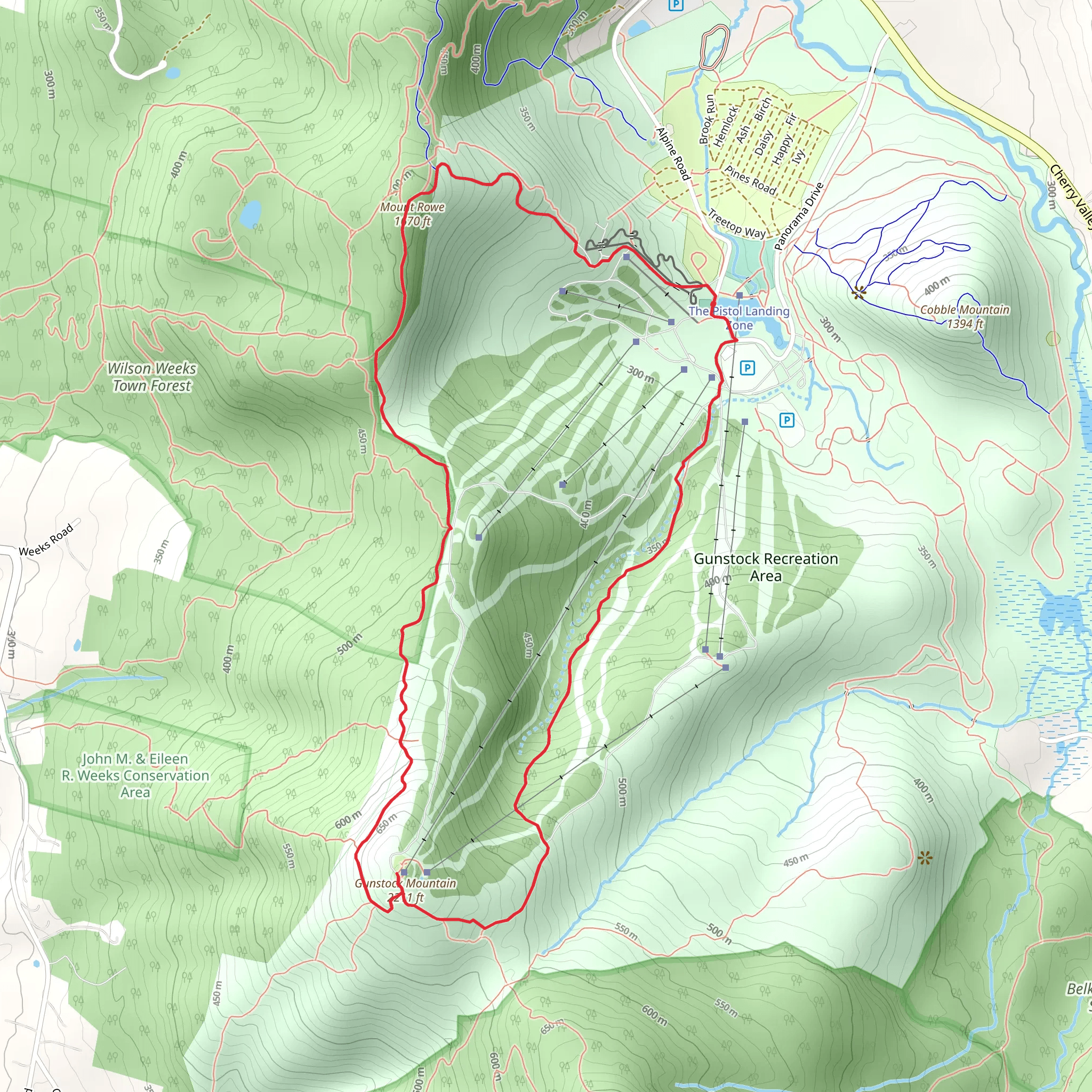 Mount Rowe and Gunstock Mountain Loop mobile static map