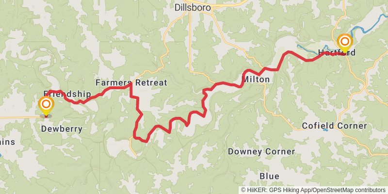 American Discovery Trail South Route - Indiana stage 3 Map