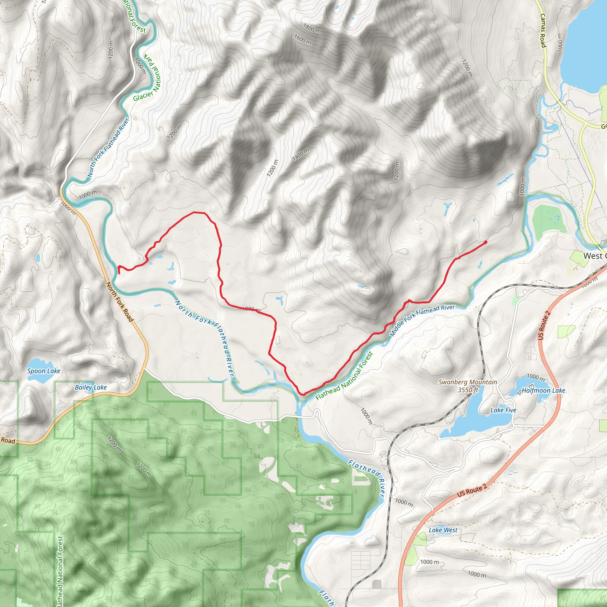 Old Flathead River Ranger Station Trail mobile static map