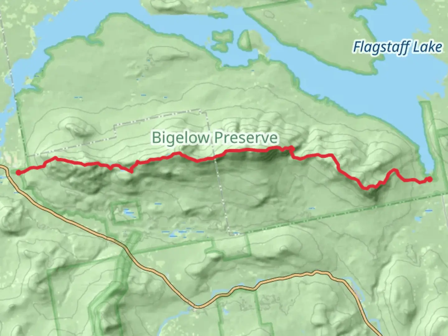 An image depicting the trail Dead River to Stratton Brook Trail and its surrounding area.