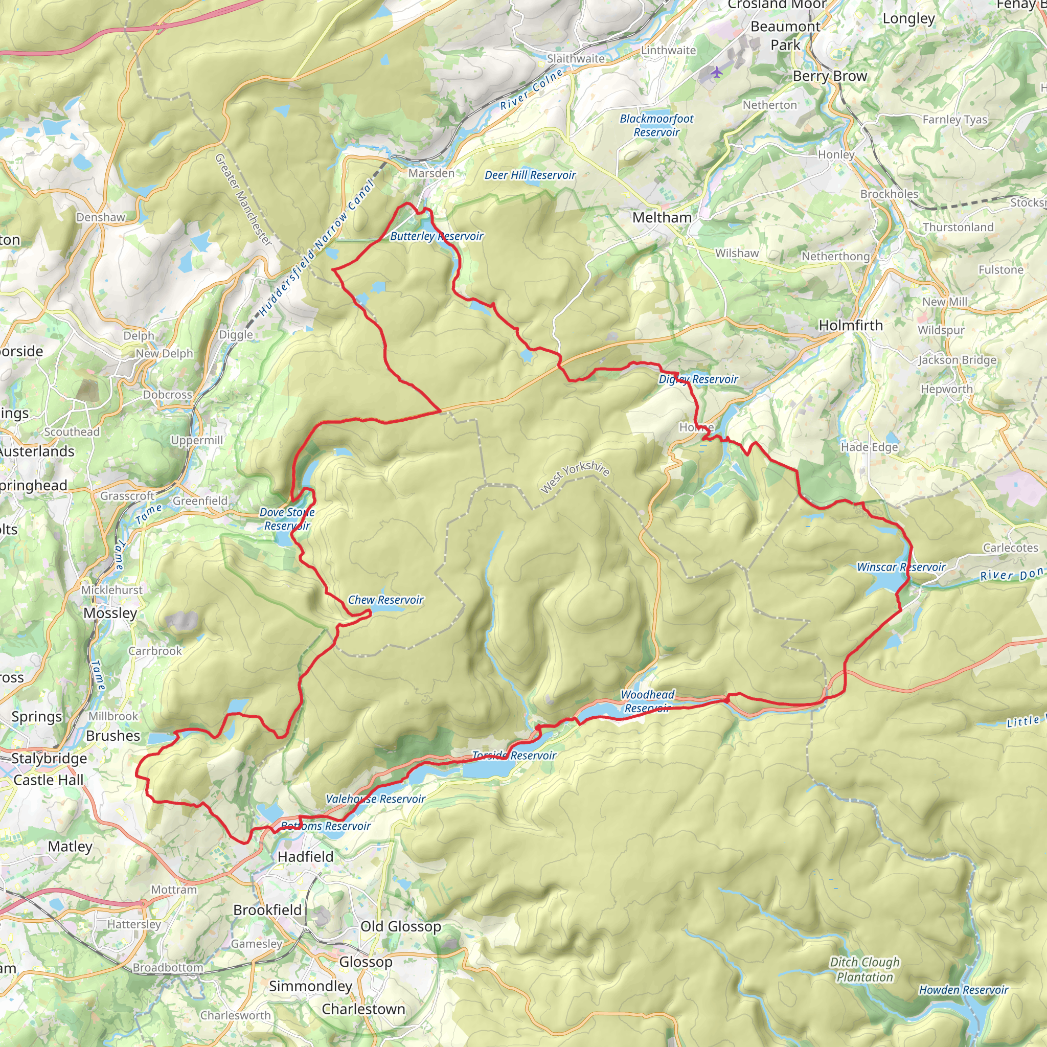 Crowden Loop via Pennine Way mobile static map