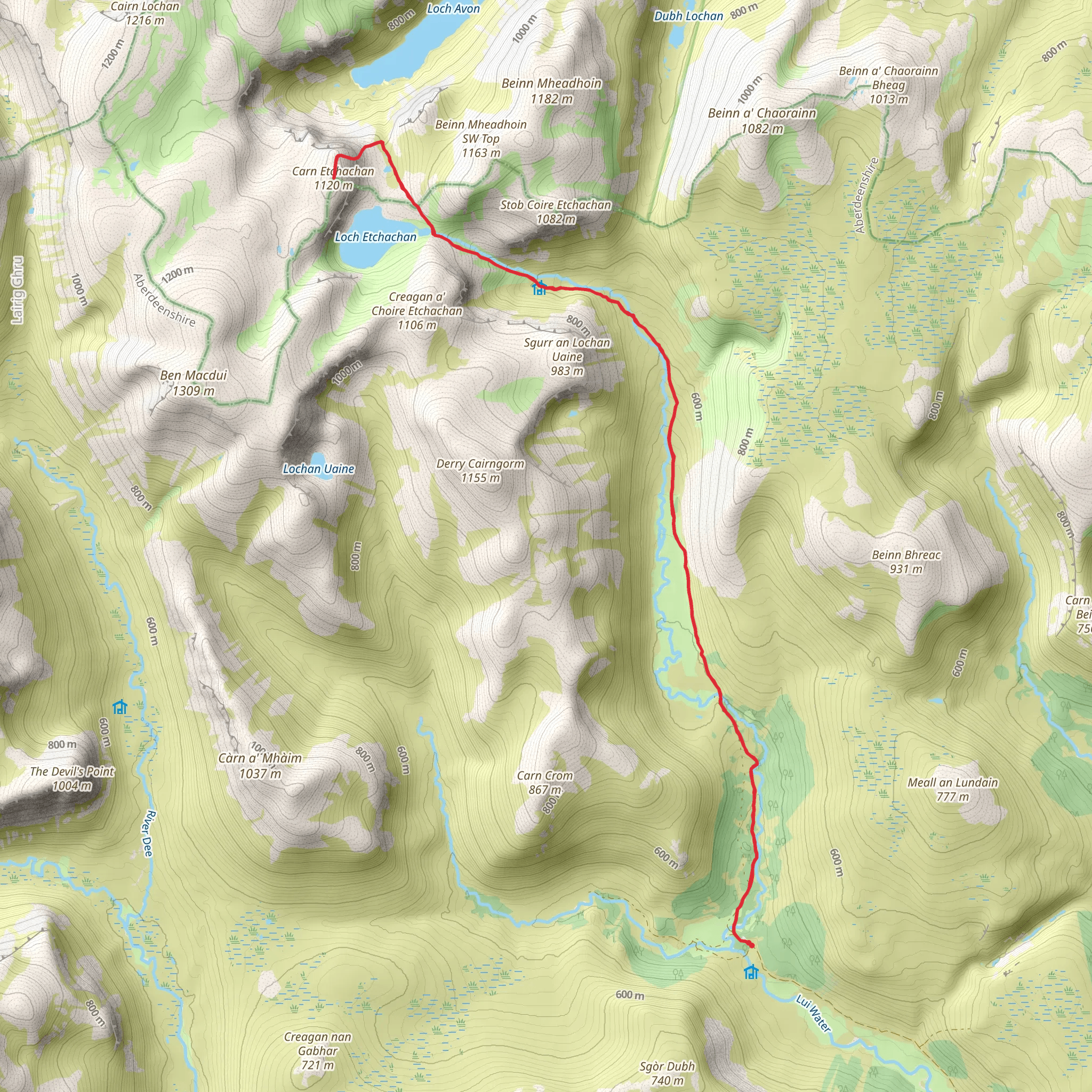 Carn Etchachan from Derry Lodge mobile static map