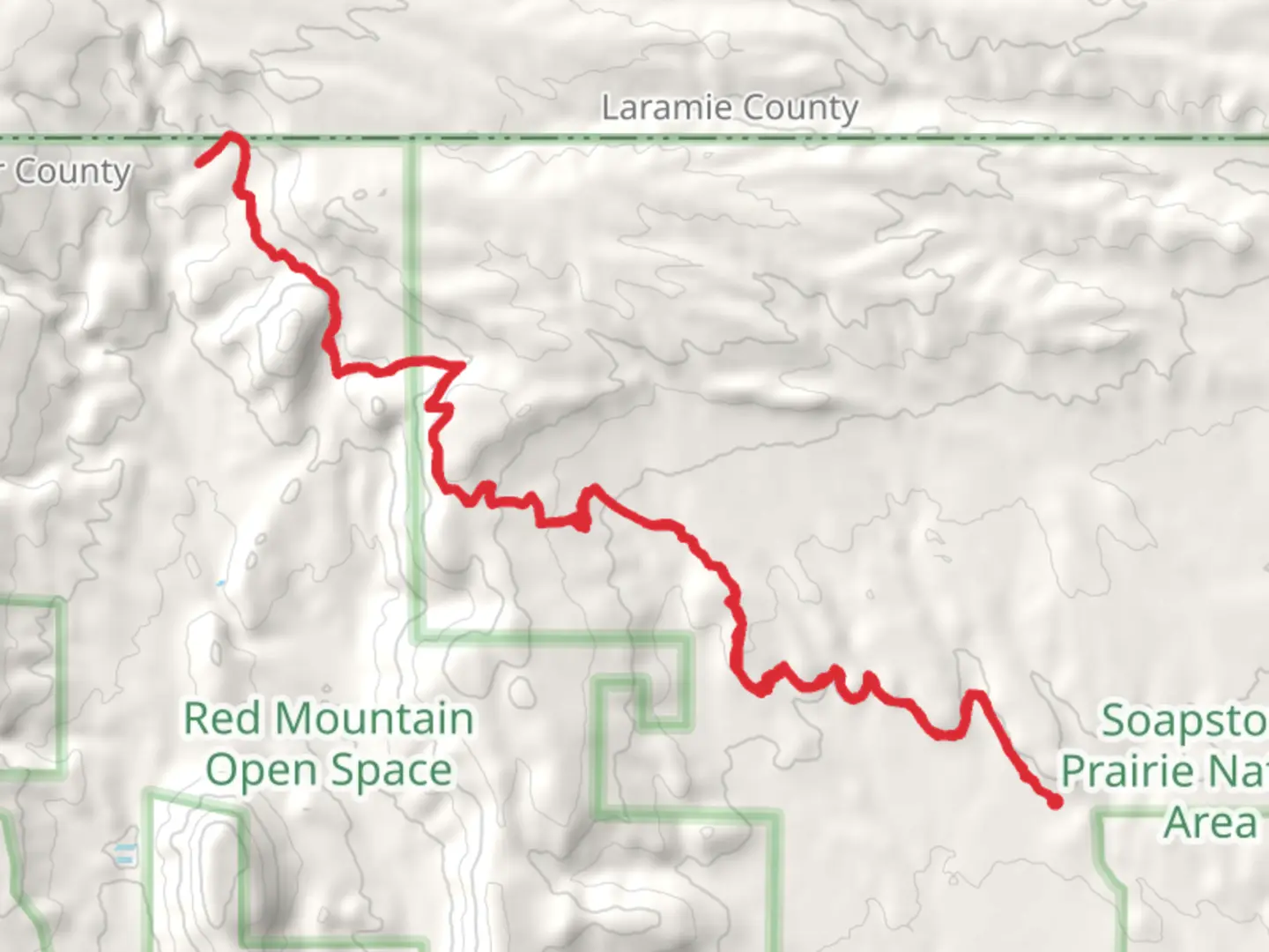 An image depicting the trail Cheyenne Rim and Salt Lick Trail and its surrounding area.