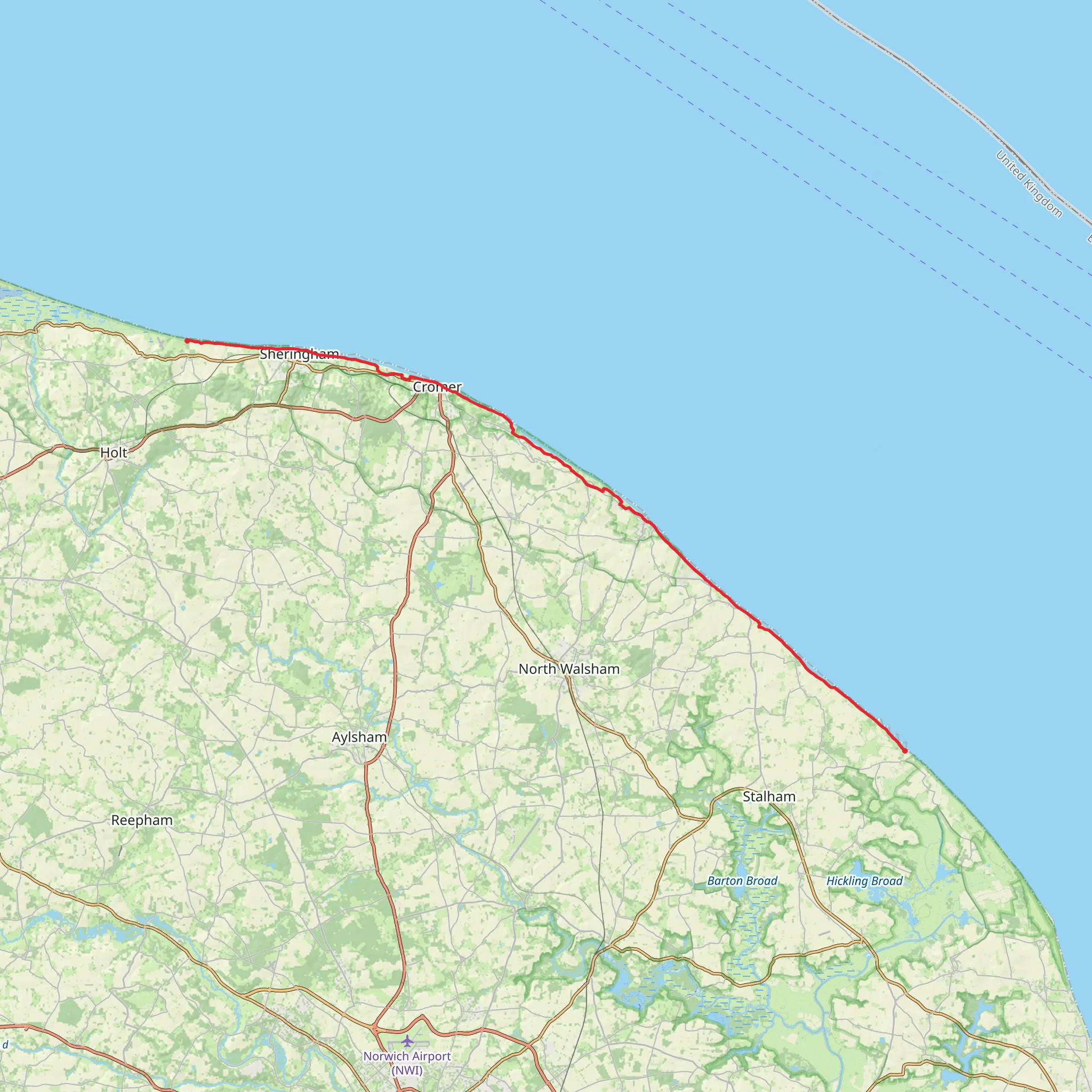 England Coast Path - Sea Palling to Weybourne mobile static map