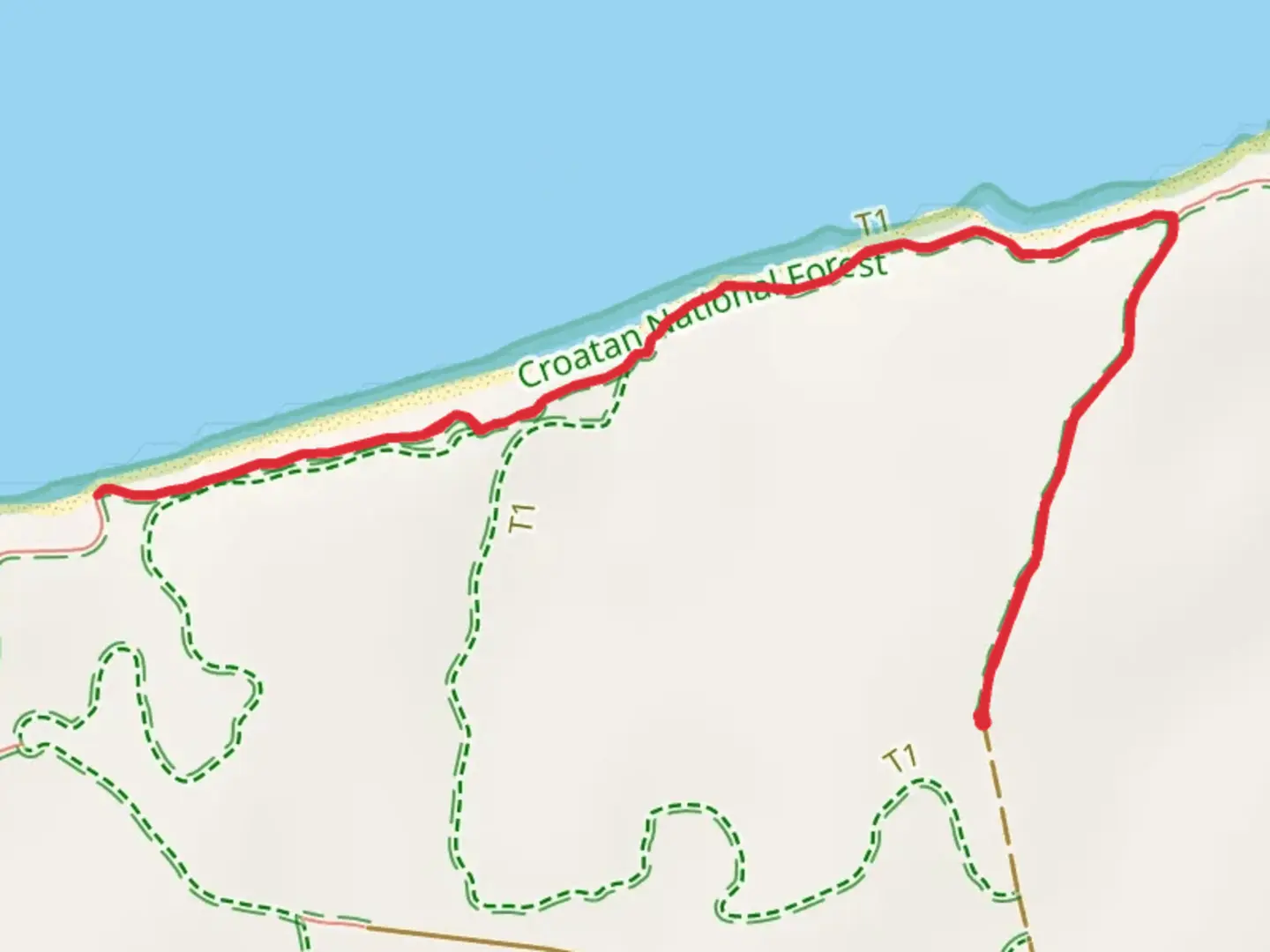 An image depicting the trail Neusiok Trail Out and Back and its surrounding area.