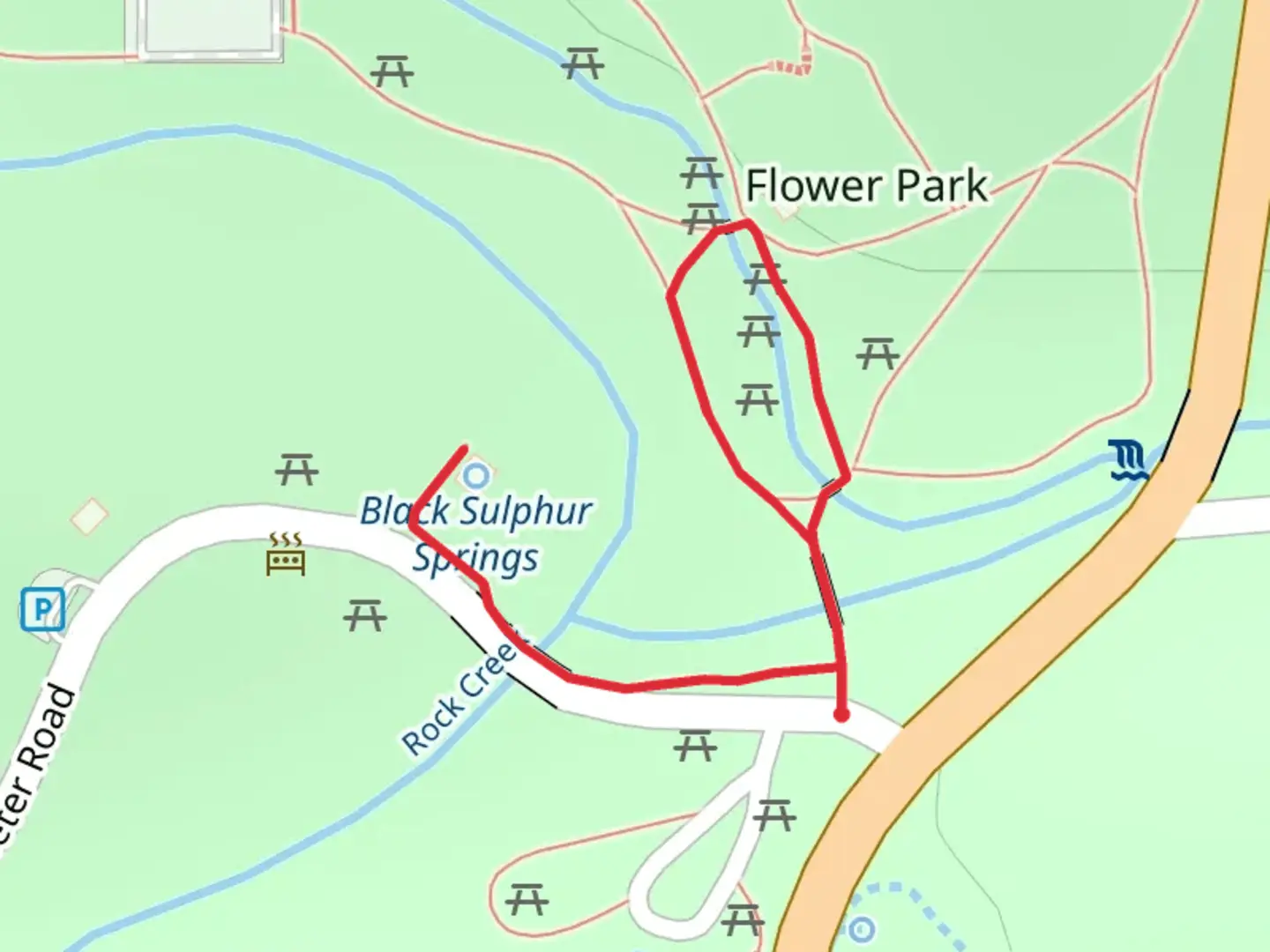 An image depicting the trail Travertine Creek Loop and its surrounding area.