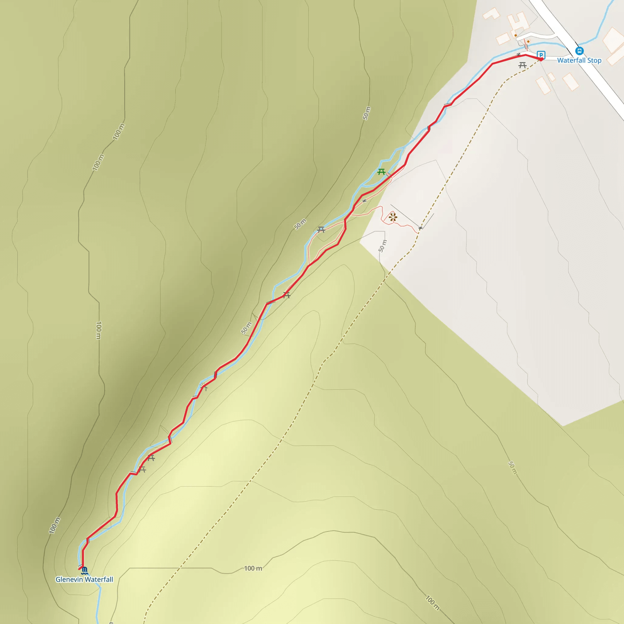 Glenevin Waterfall Walk mobile static map