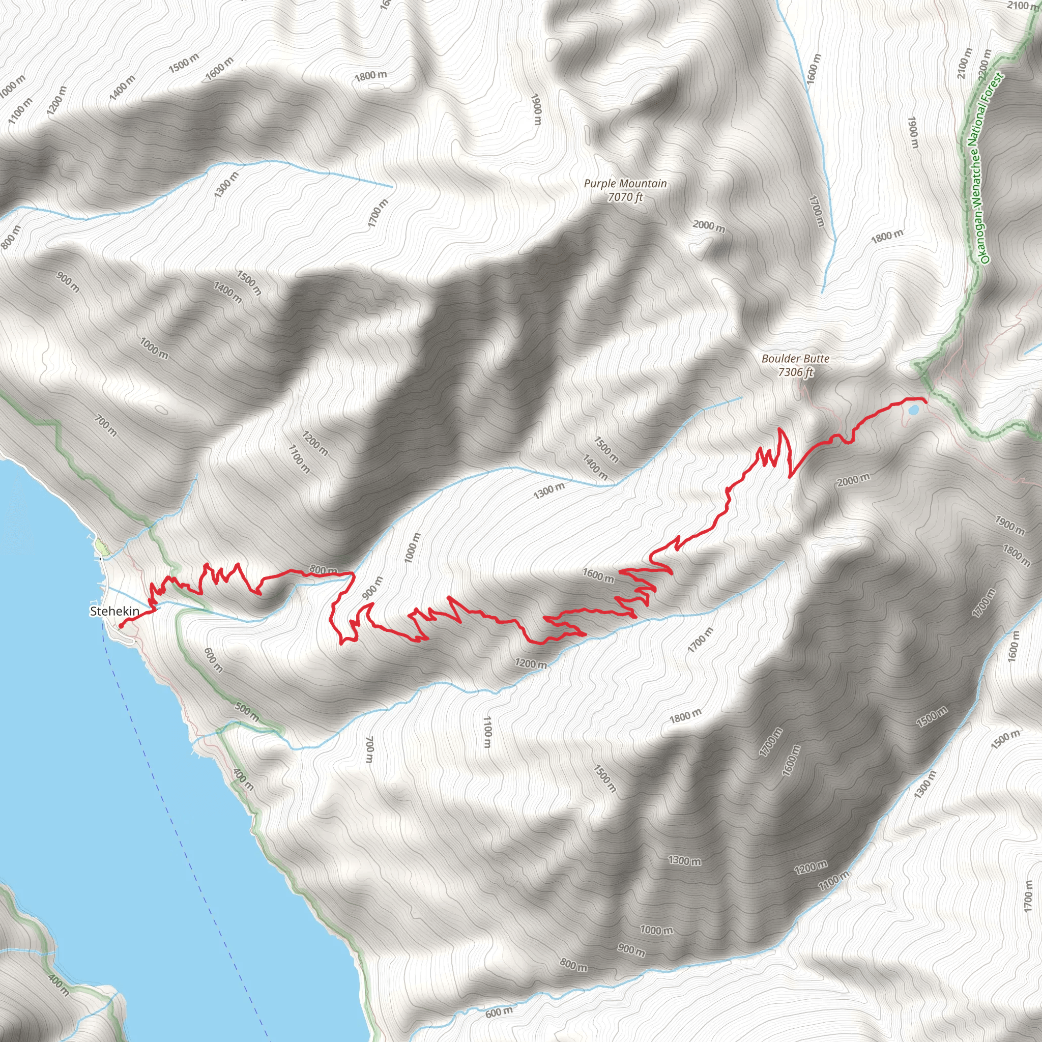 Lake Juanita and Purple Pass via Purple Creek Trail mobile static map