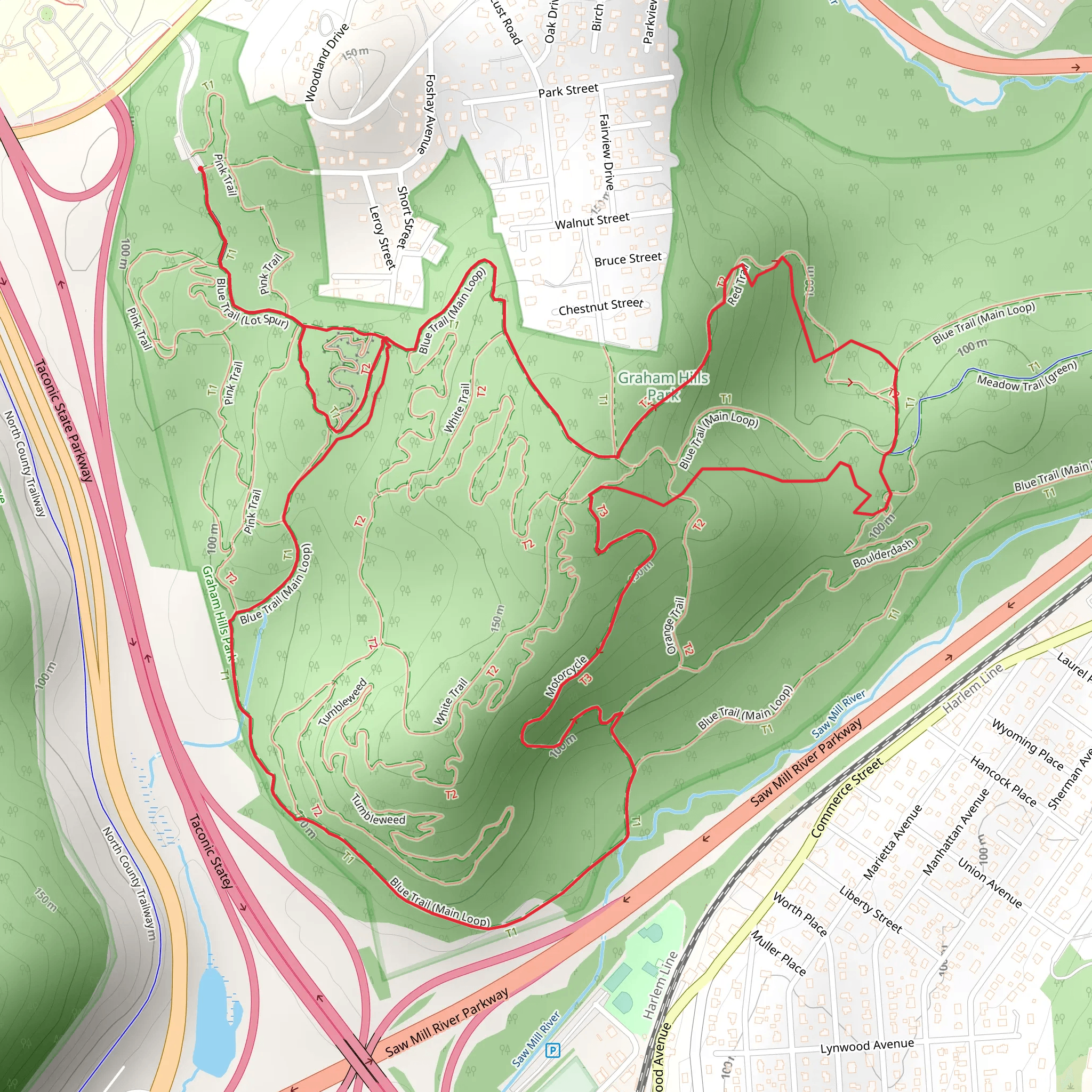 Saw Mill River - Graham Hills Park mobile static map