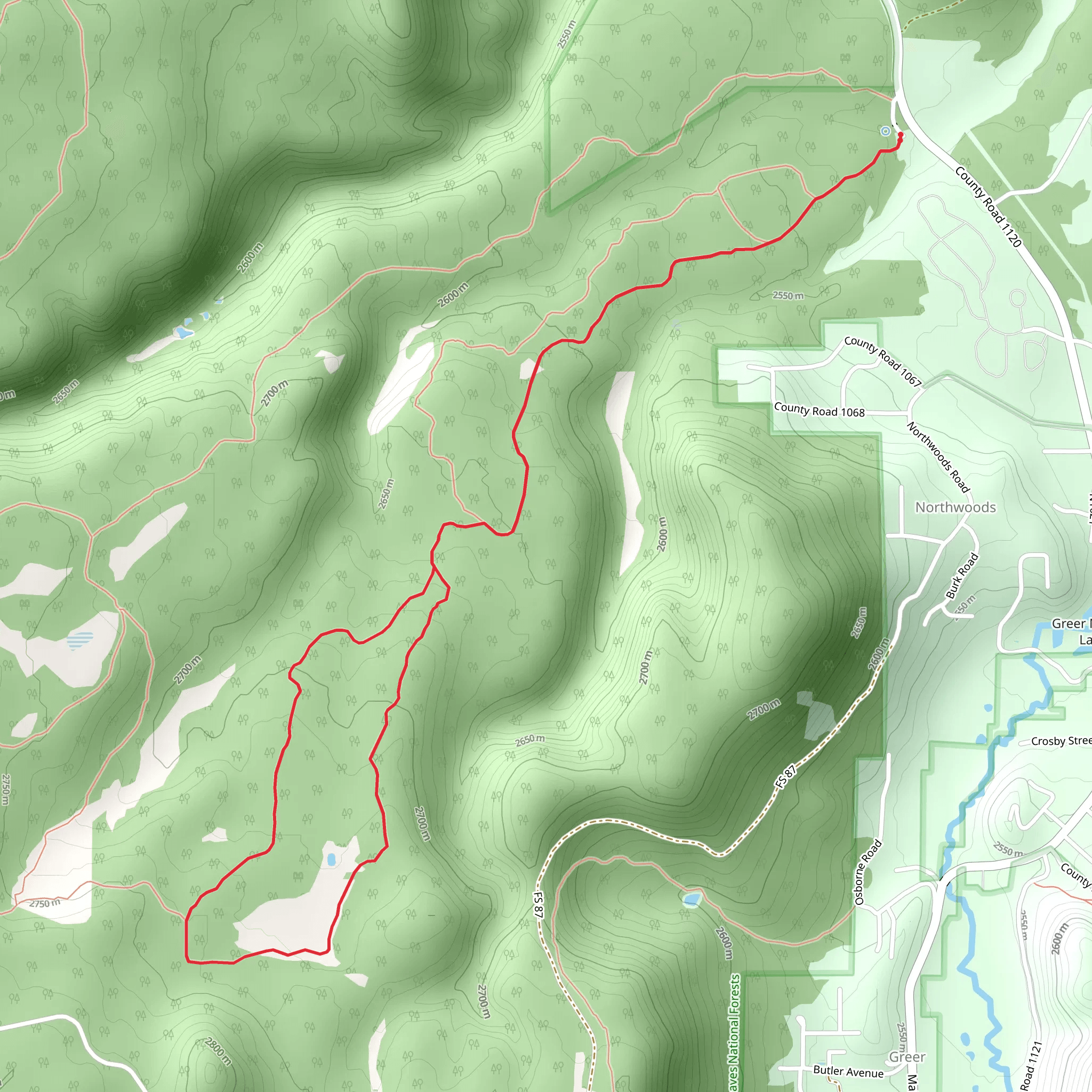Pondrosa and Juniper Loop mobile static map