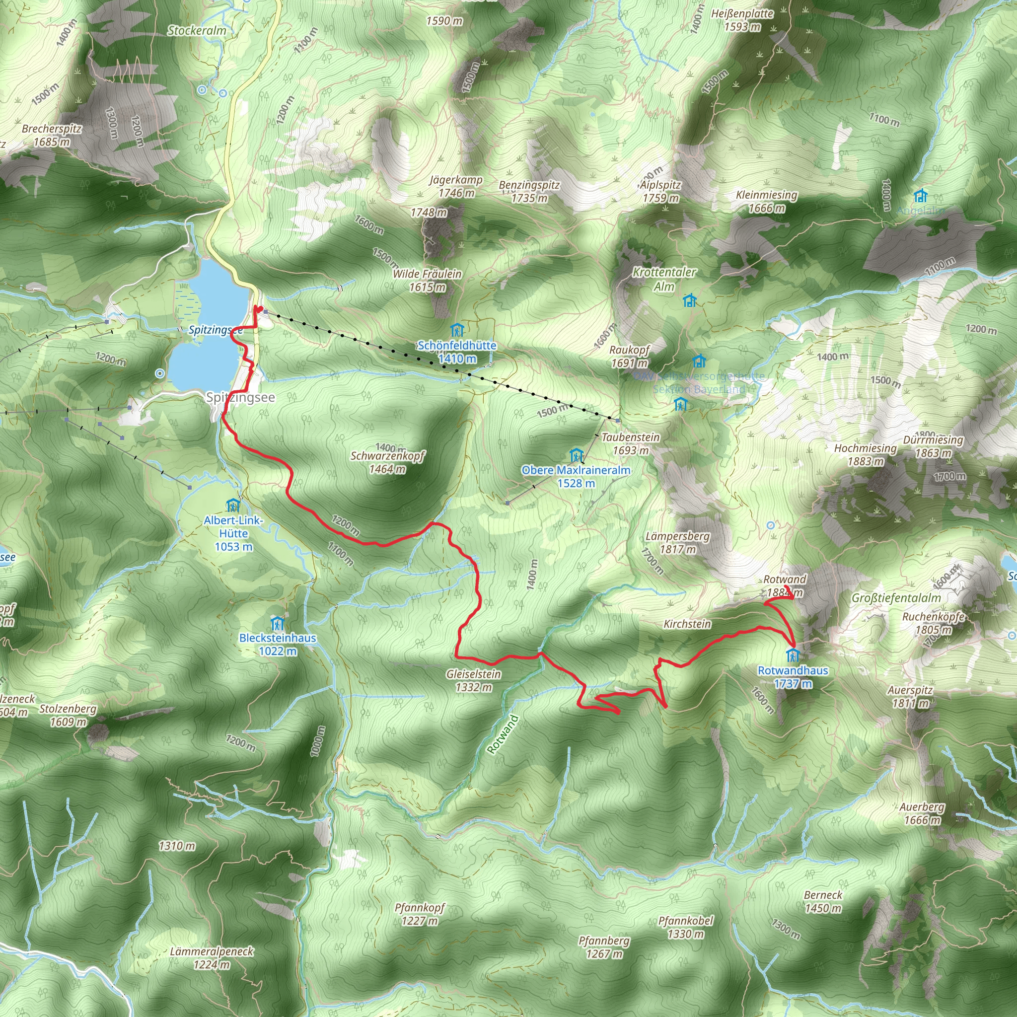 Rotwand Hike via Spitzingsee mobile static map