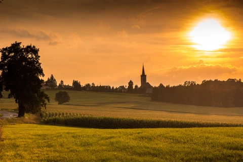 An image depicting the trail Oberlausitzer Bergweg and its surrounding area.
