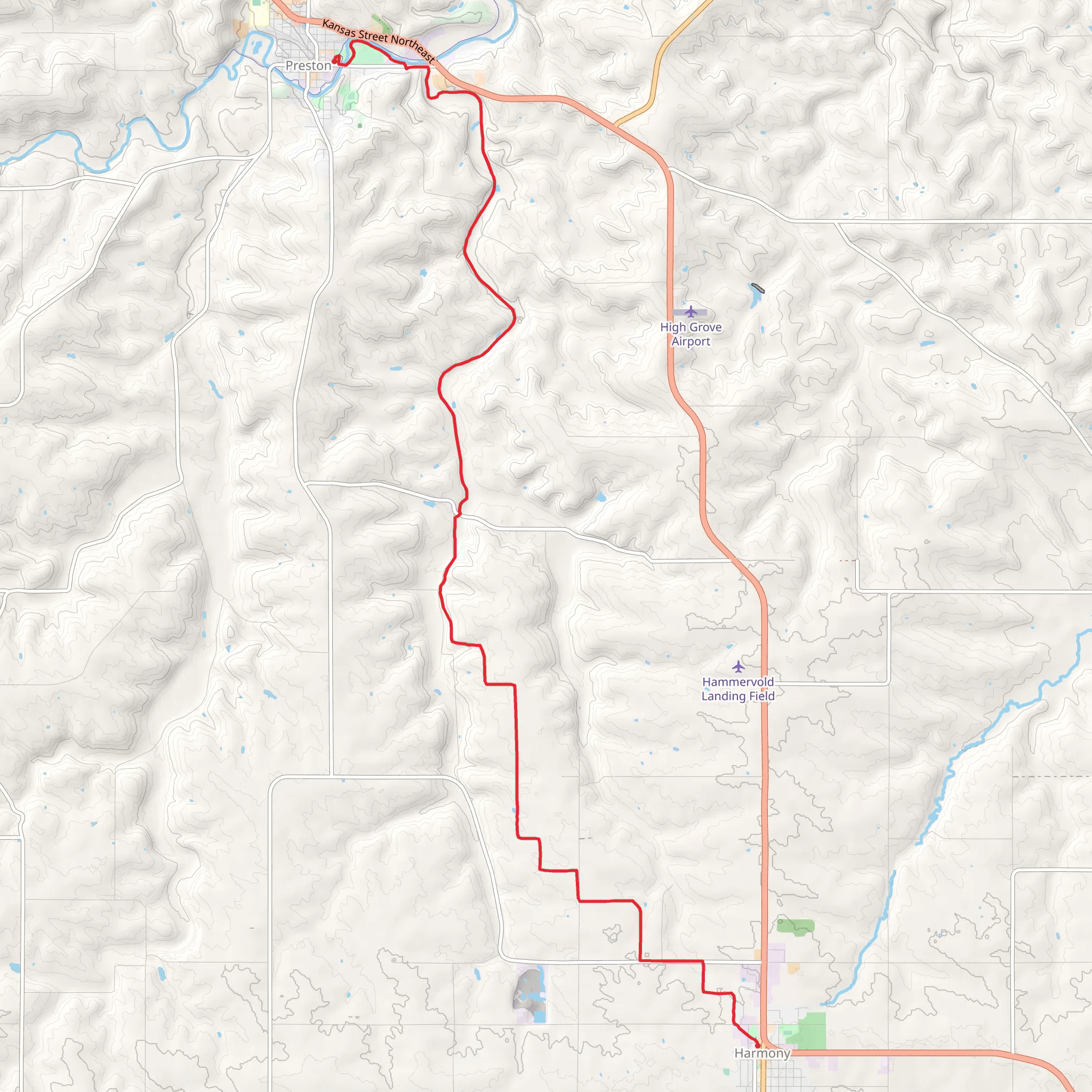 Harmony-Preston Valley State Trail mobile static map