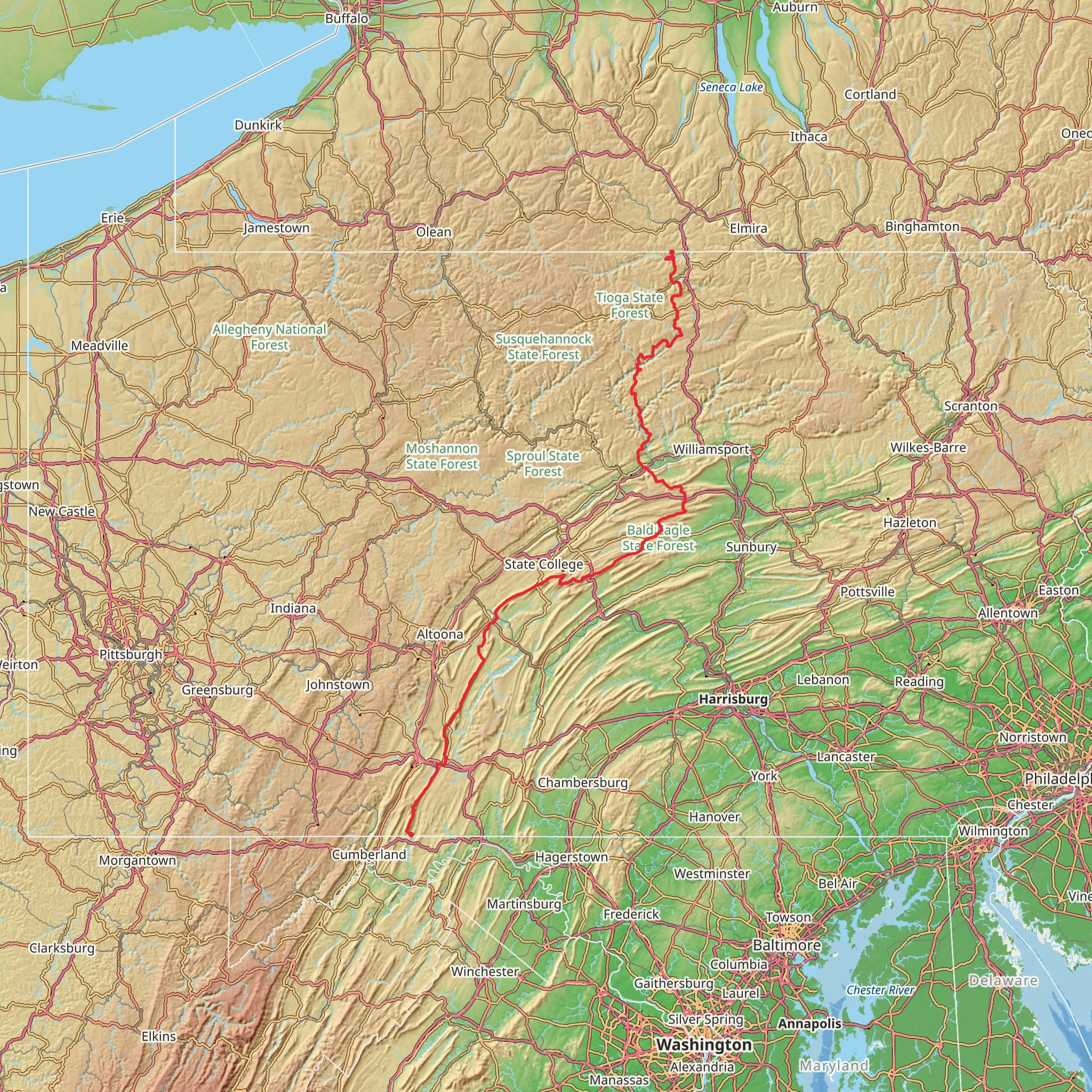 Mid State Trail - Pennsylvania mobile static map