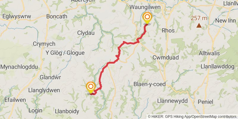 Wales Cistercian Way stage 17 Map