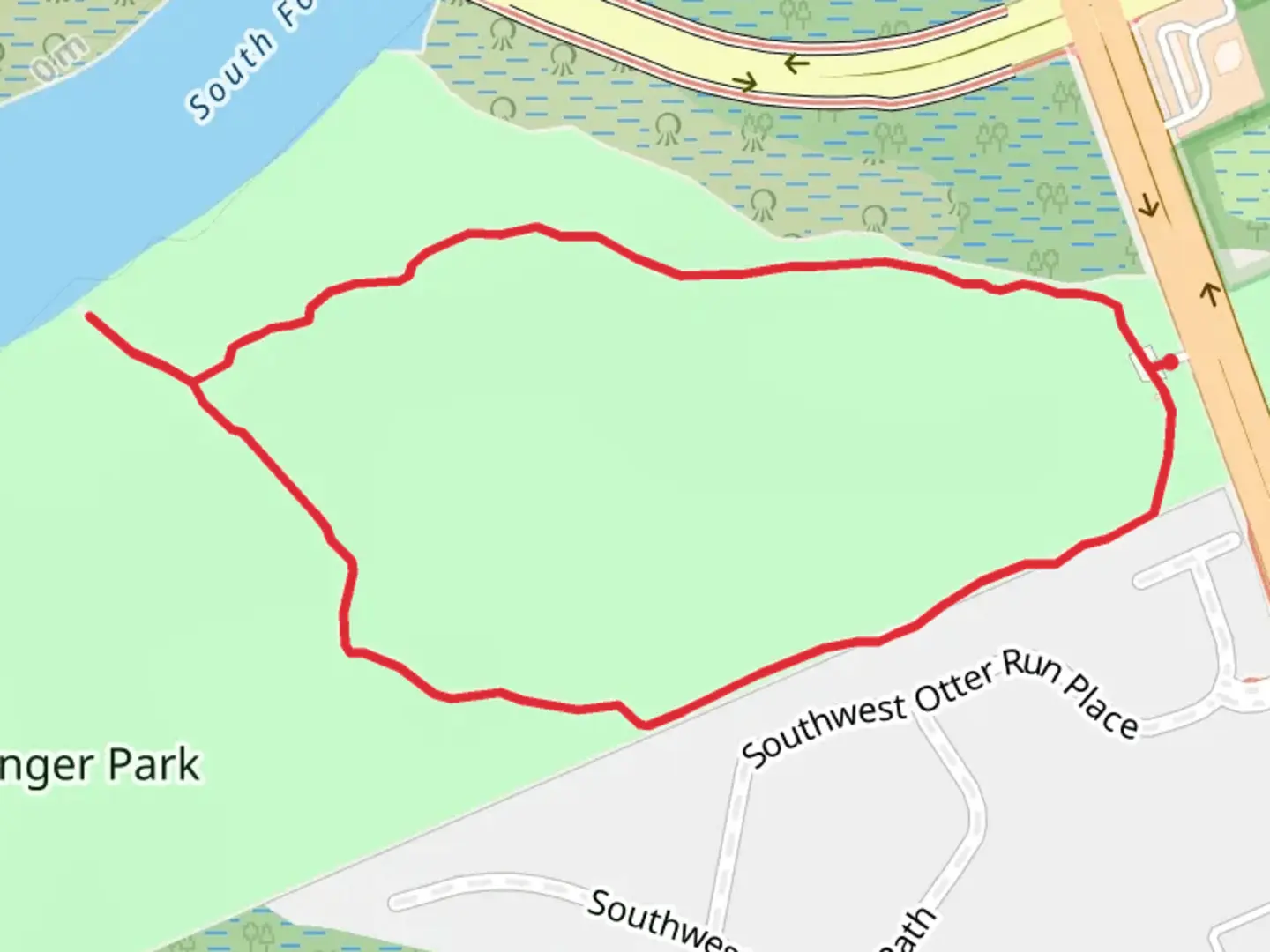 An image depicting the trail Kiplinger Park Loop and its surrounding area.