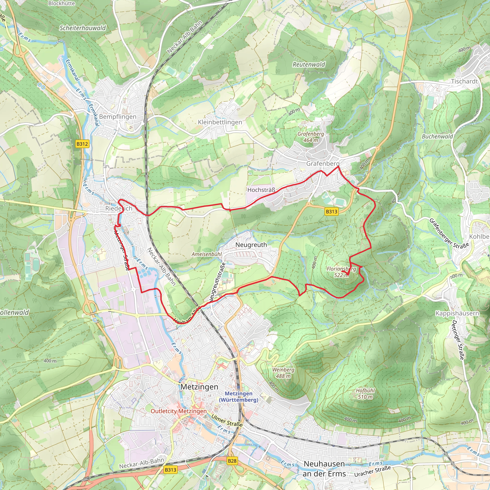 Floriansberg via Eduard-Moerike Weg mobile static map
