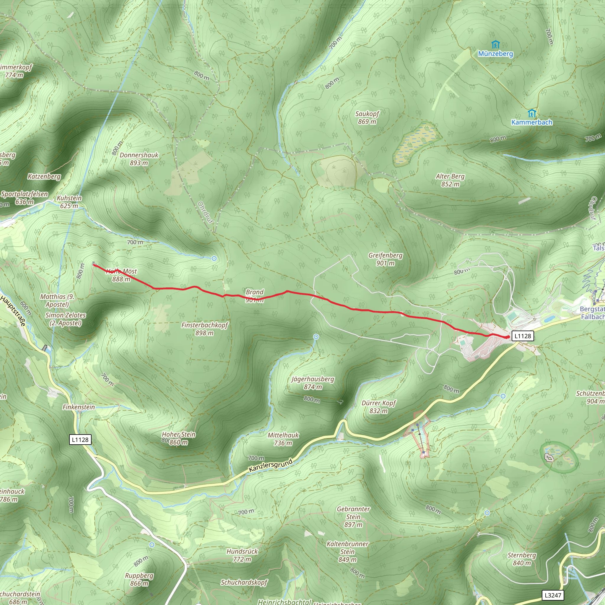 Brand, Hinterer Möstfelsen and Vorderer Möstfelsen via Brandweg mobile static map