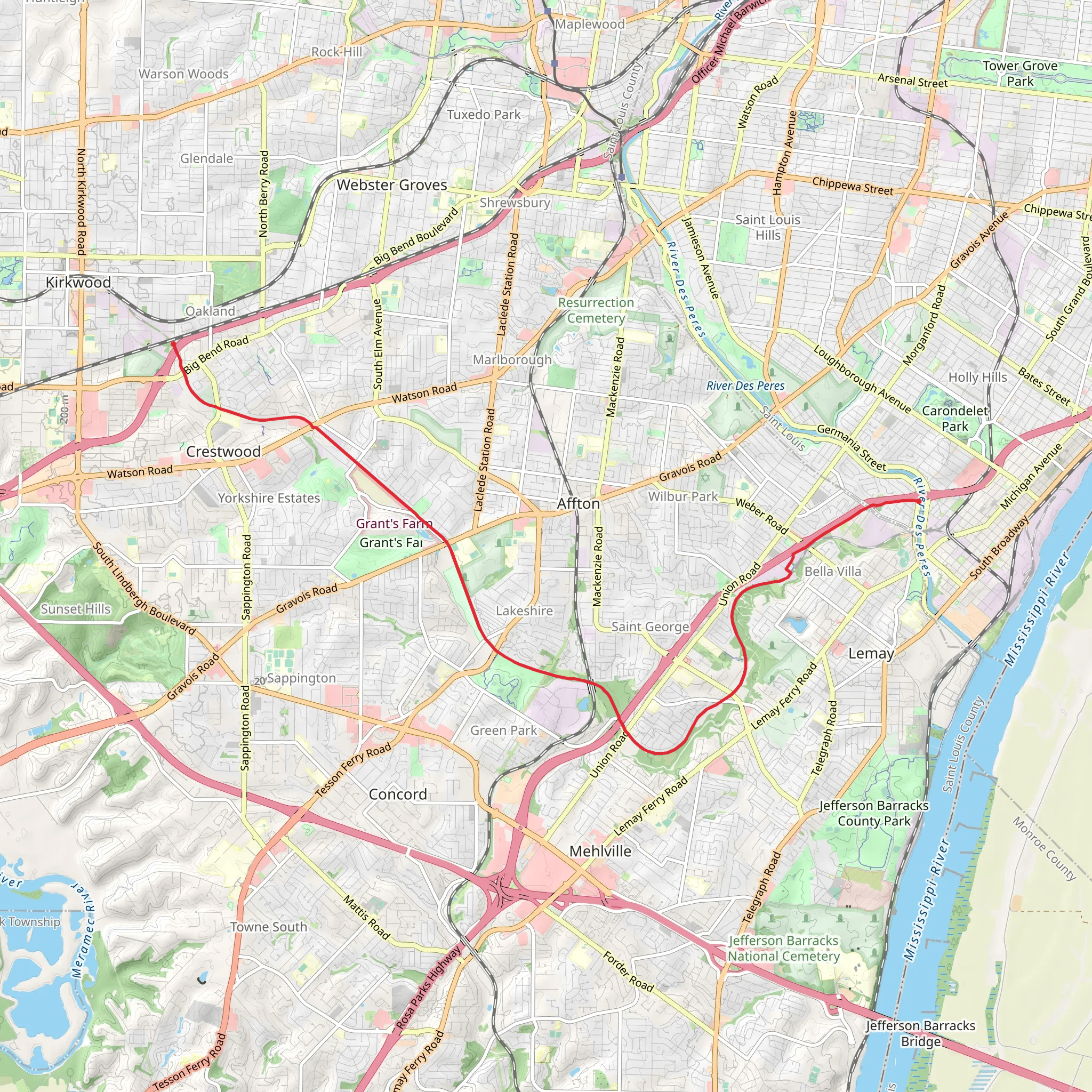 Grant's Trail mobile static map