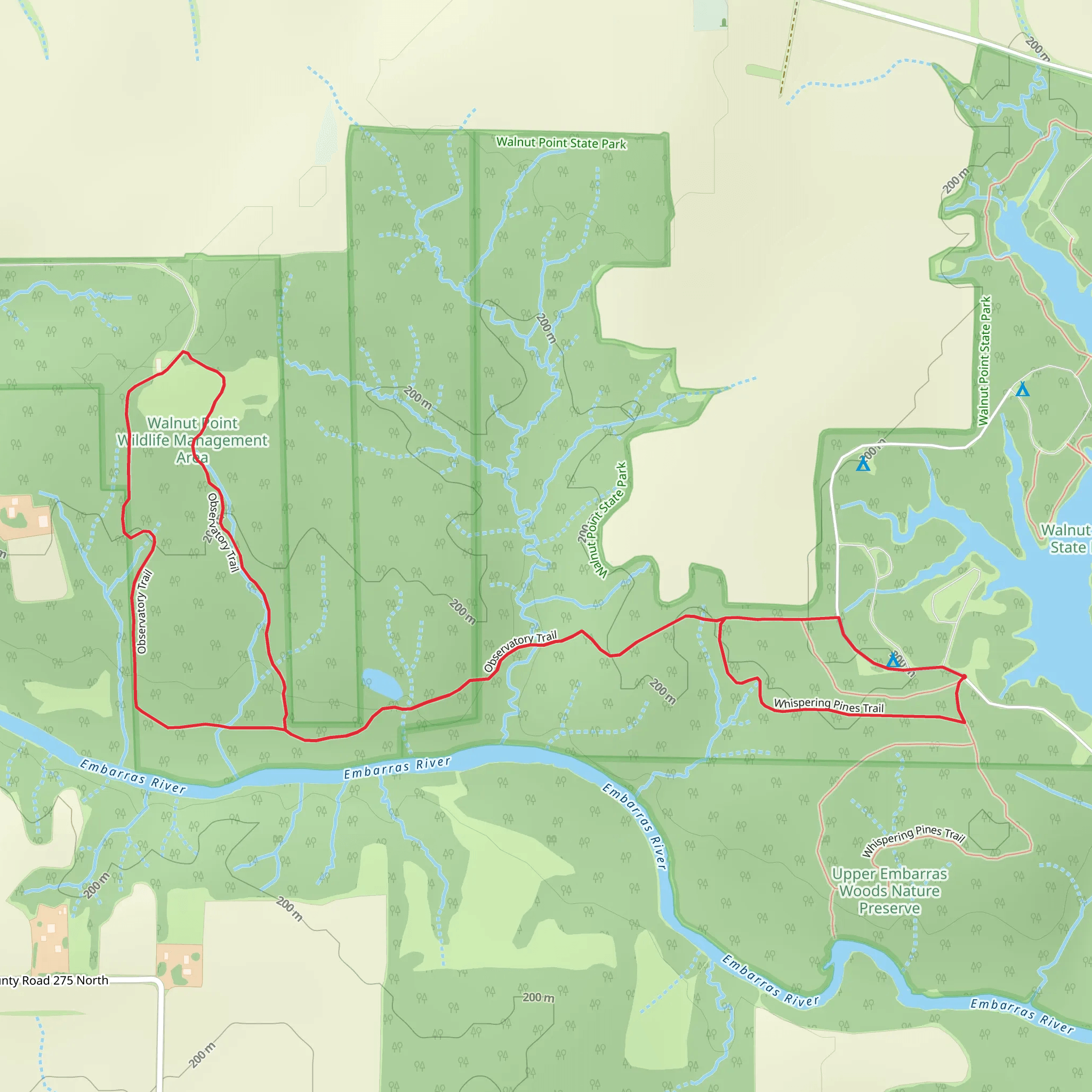 Whispering Pines and Observatory Loop Trail mobile static map