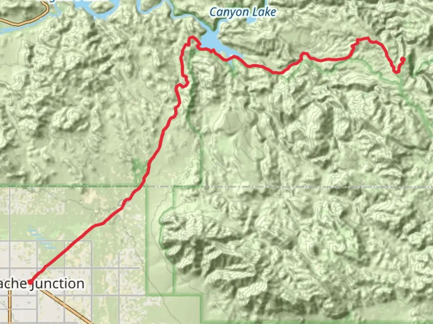 An image depicting the trail Apache Trail and its surrounding area.
