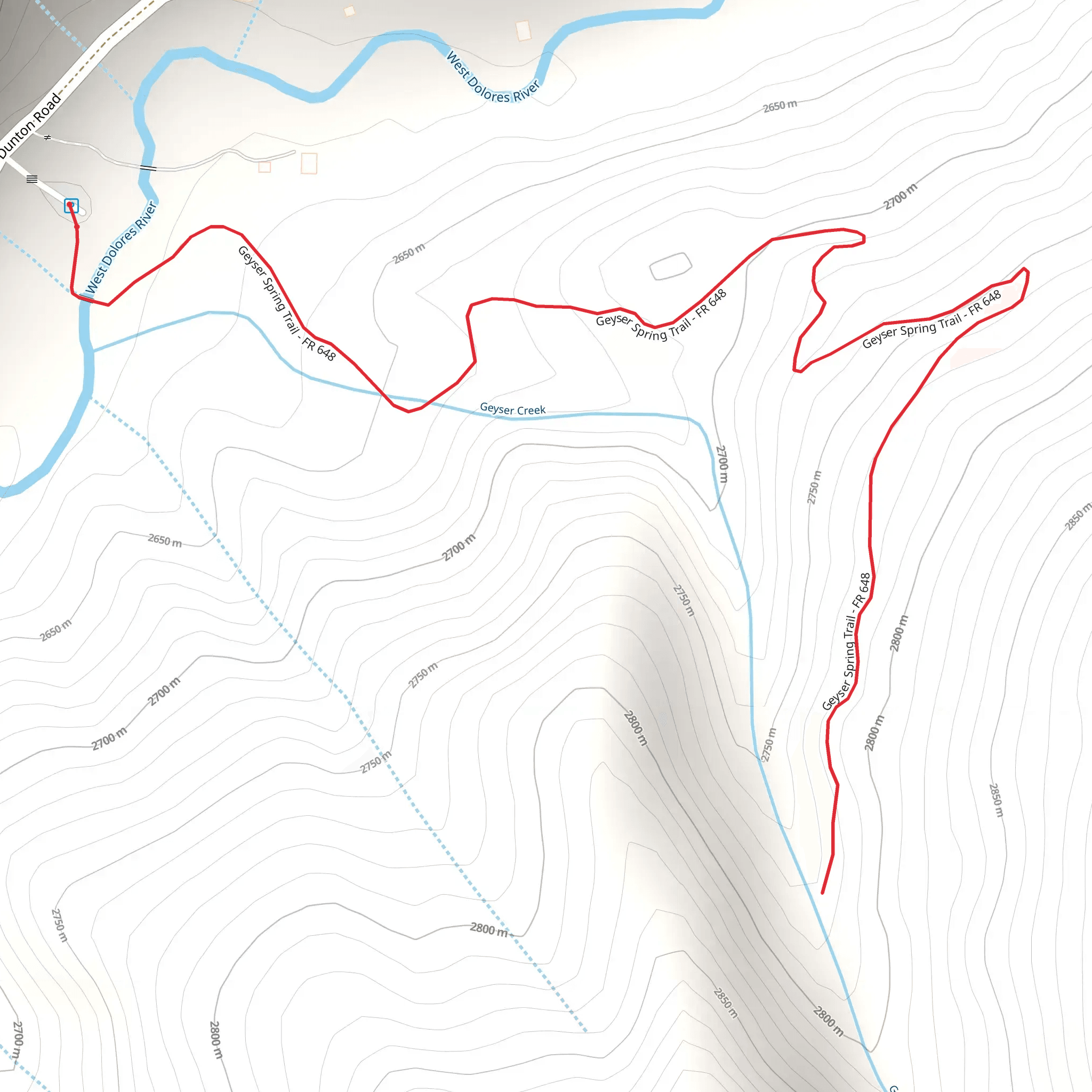 Geyser Spring Trail mobile static map