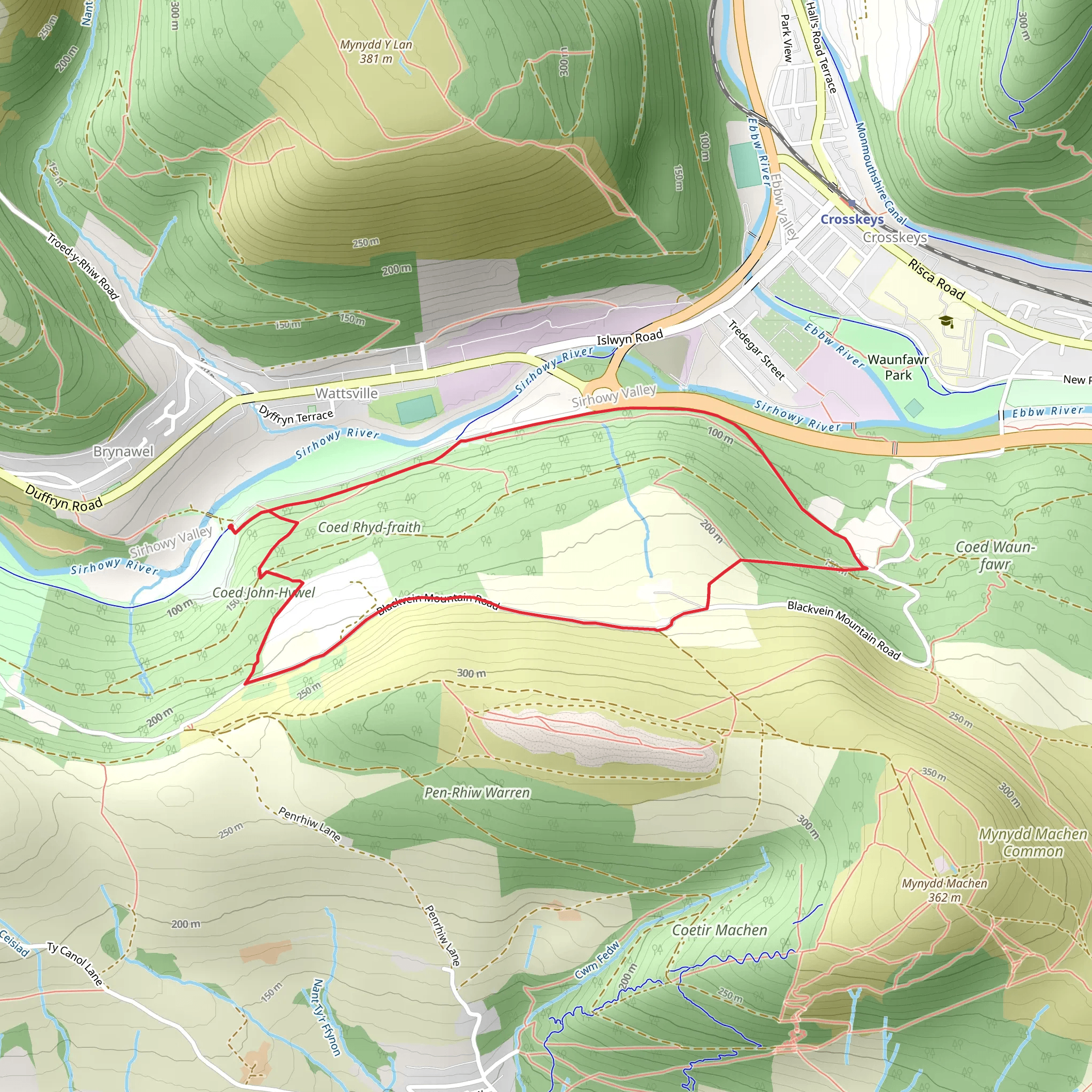 Sirhowy Valley Country Park Loop mobile static map