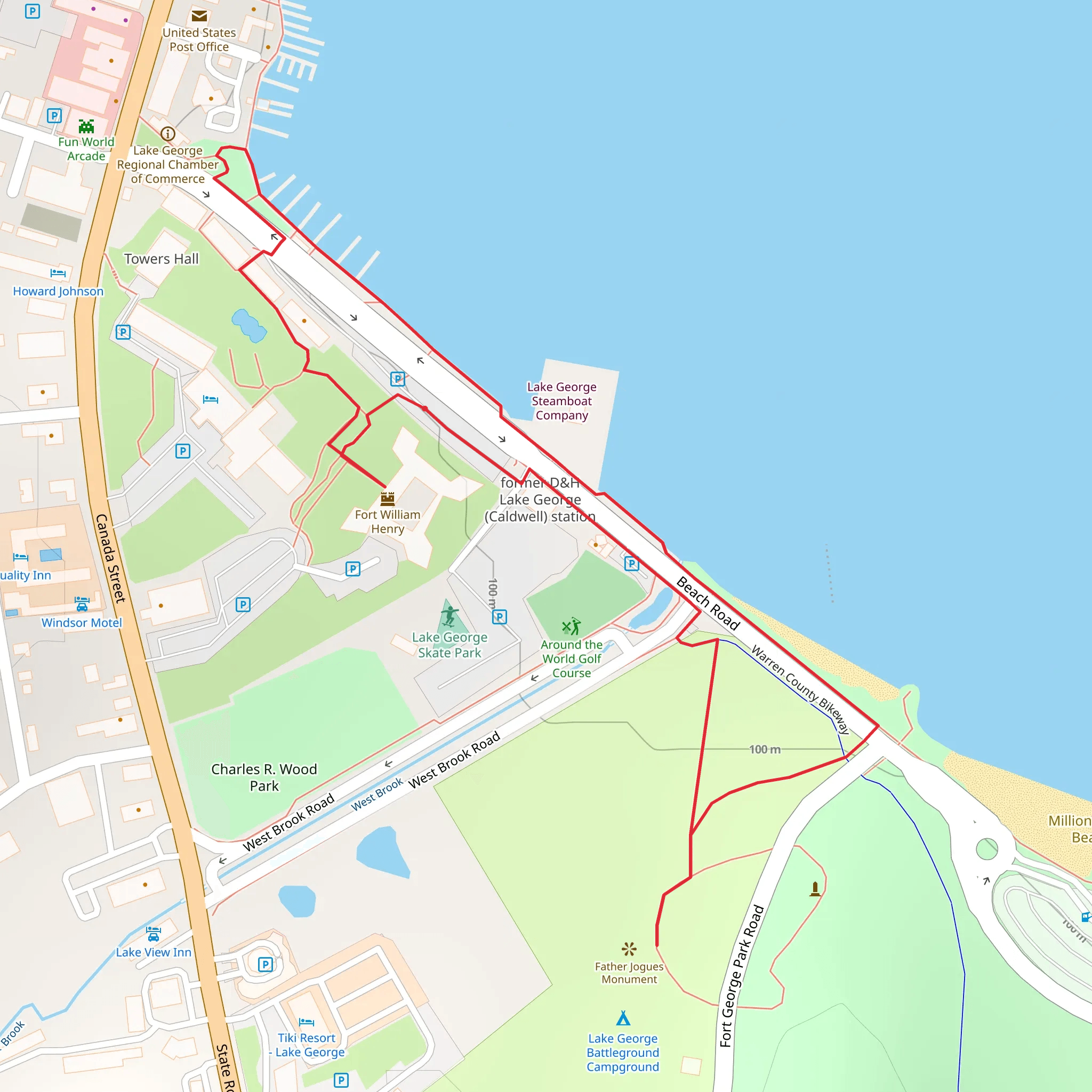 Lake George State Park Loop mobile static map